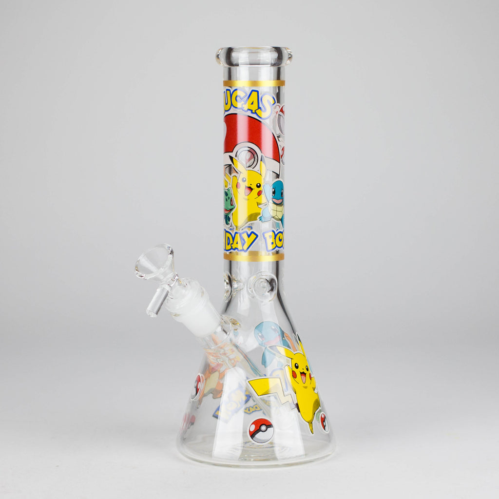 10" 5mm Glass Beaker Bong with Cartoon Design