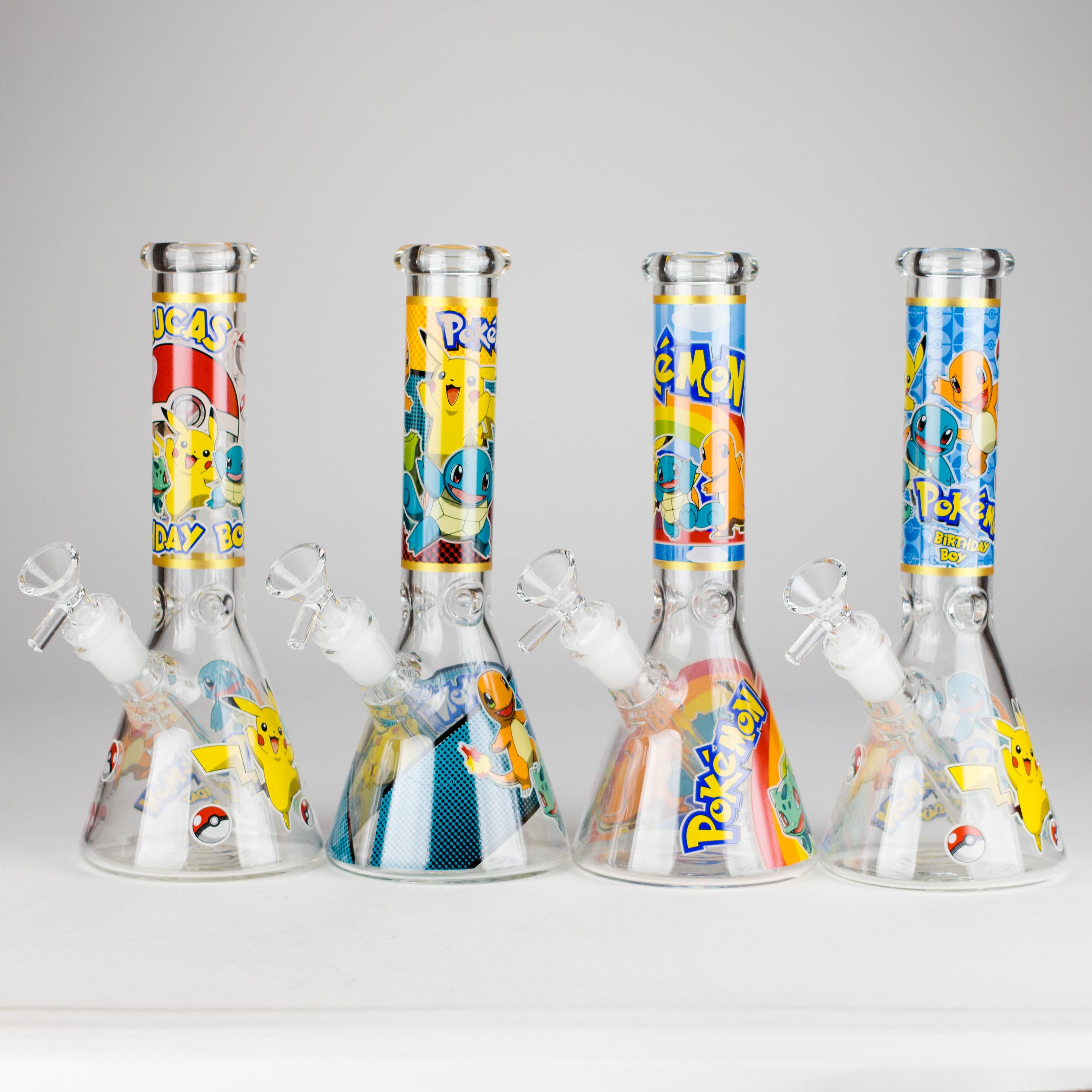 10" 5mm Glass Beaker Bong with Cartoon Design
