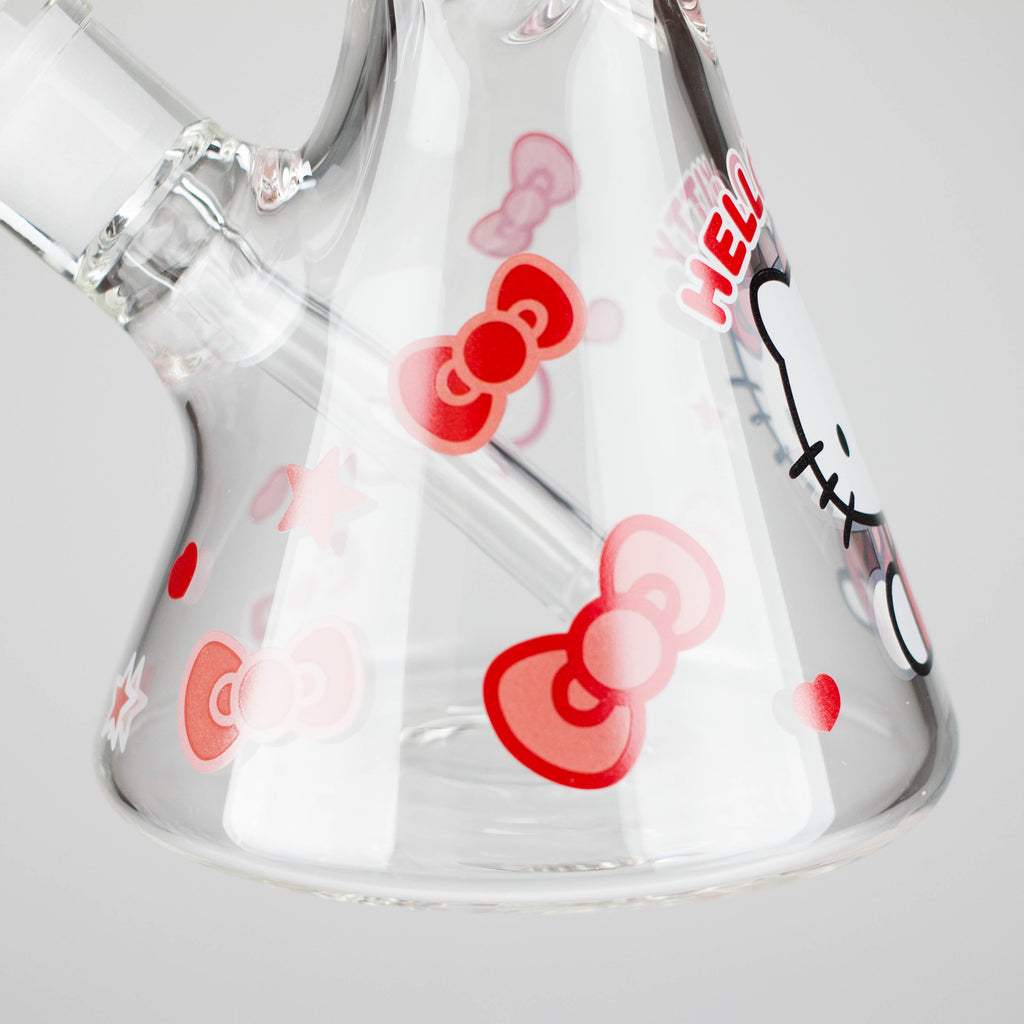 14" 7mm Glass Beaker Bong with Kitty Design and Ice Catcher