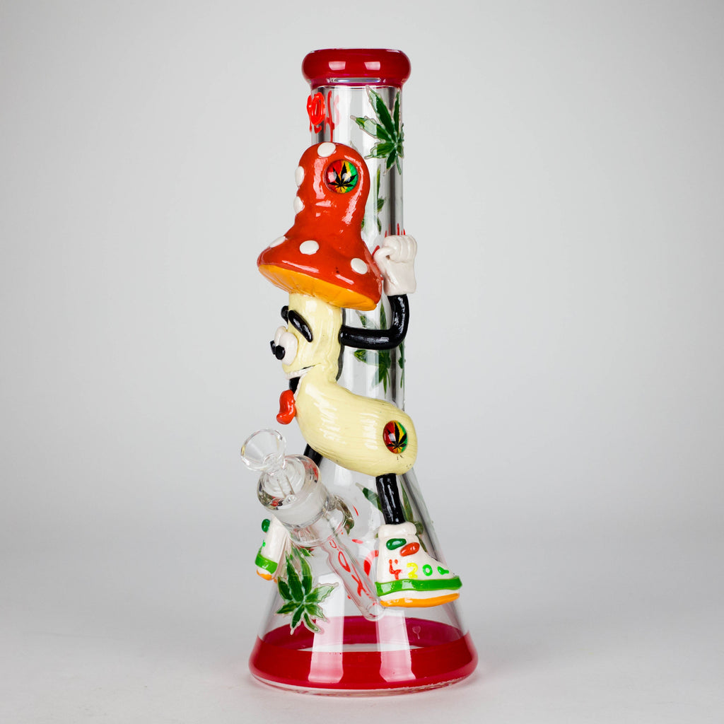 13" Shroomed Out Glow in the dark Glass Bong