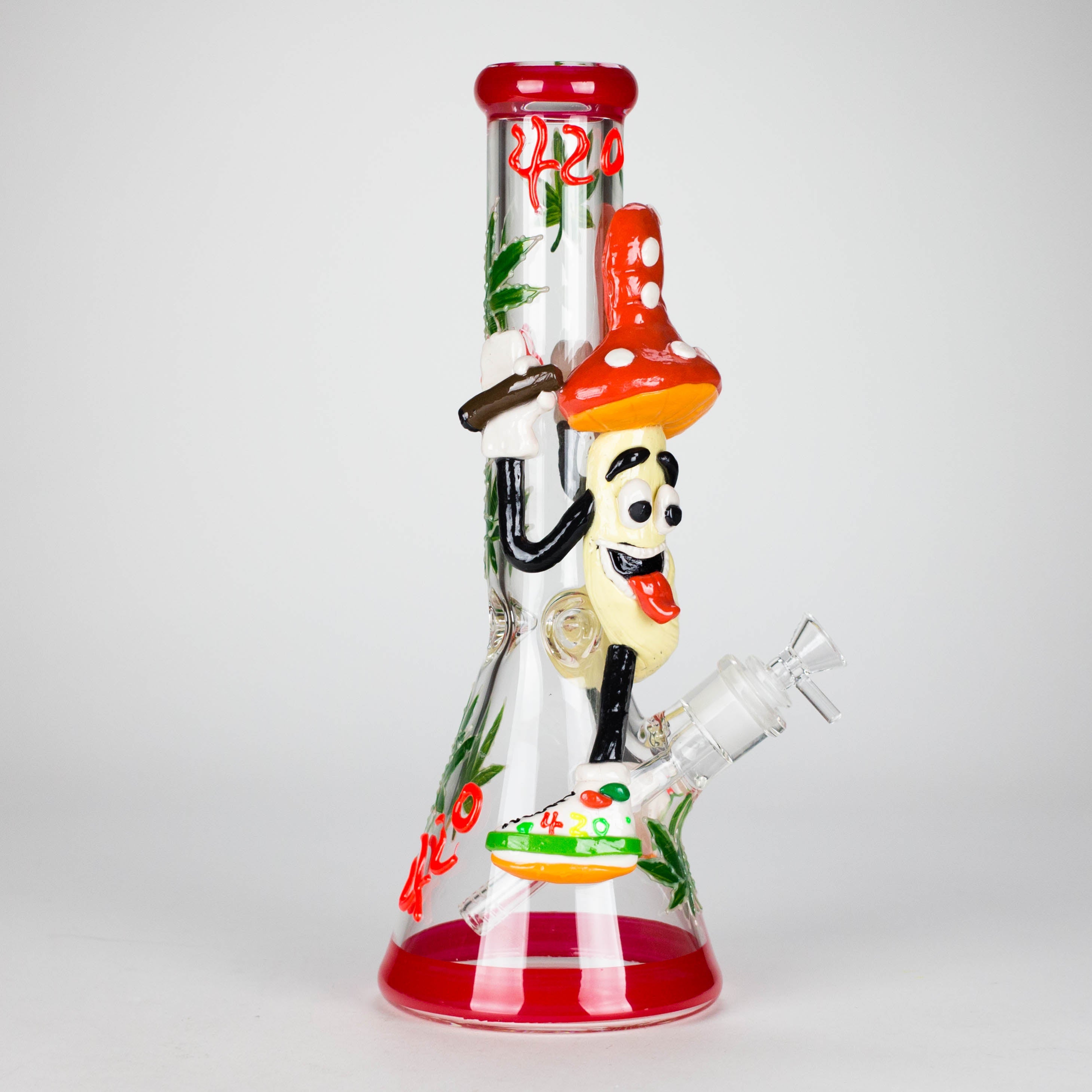 13" Shroomed Out Glow in the dark Glass Bong