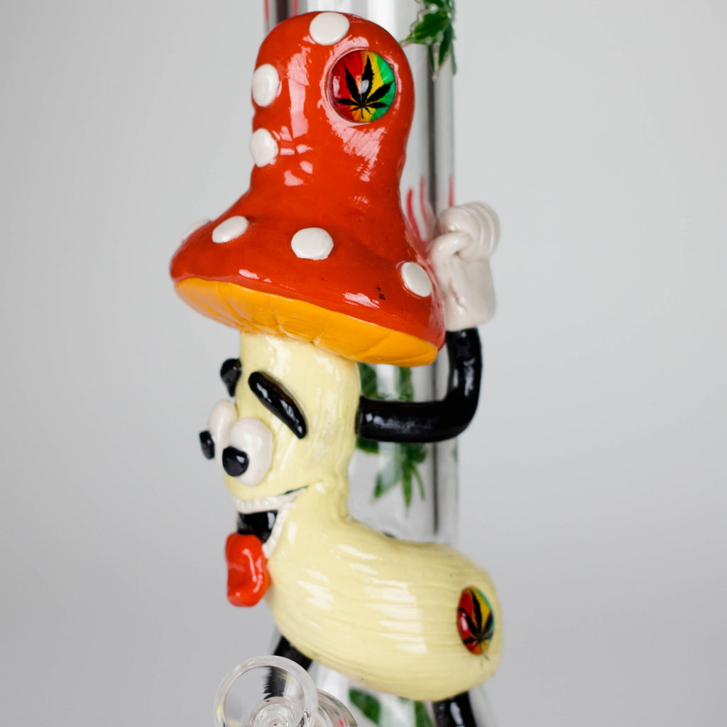 13" Shroomed Out Glow in the dark Glass Bong