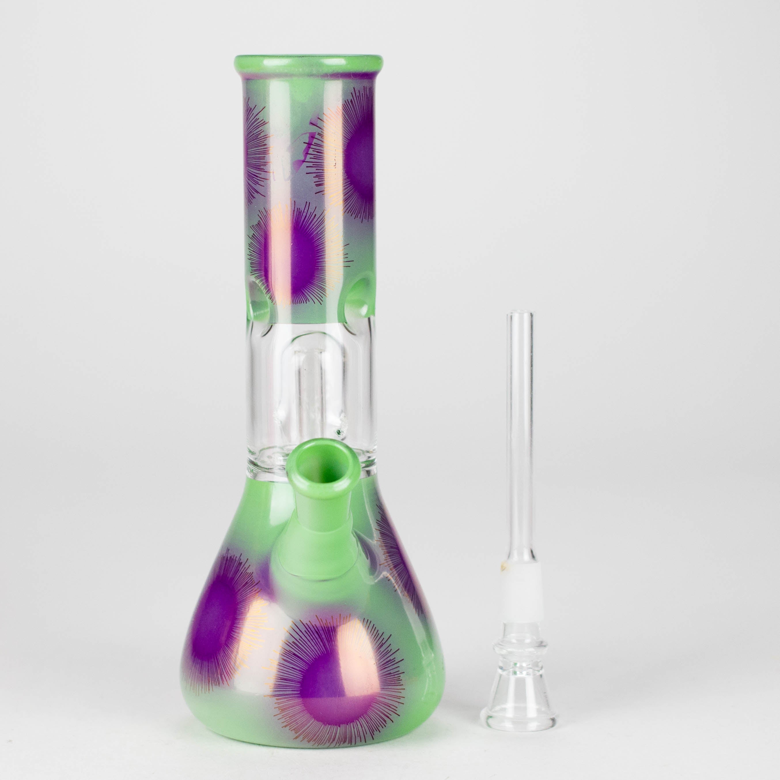 8" Dome Percolator Water Pipe – Beaker Base, Ice Catcher, Assorted Colors