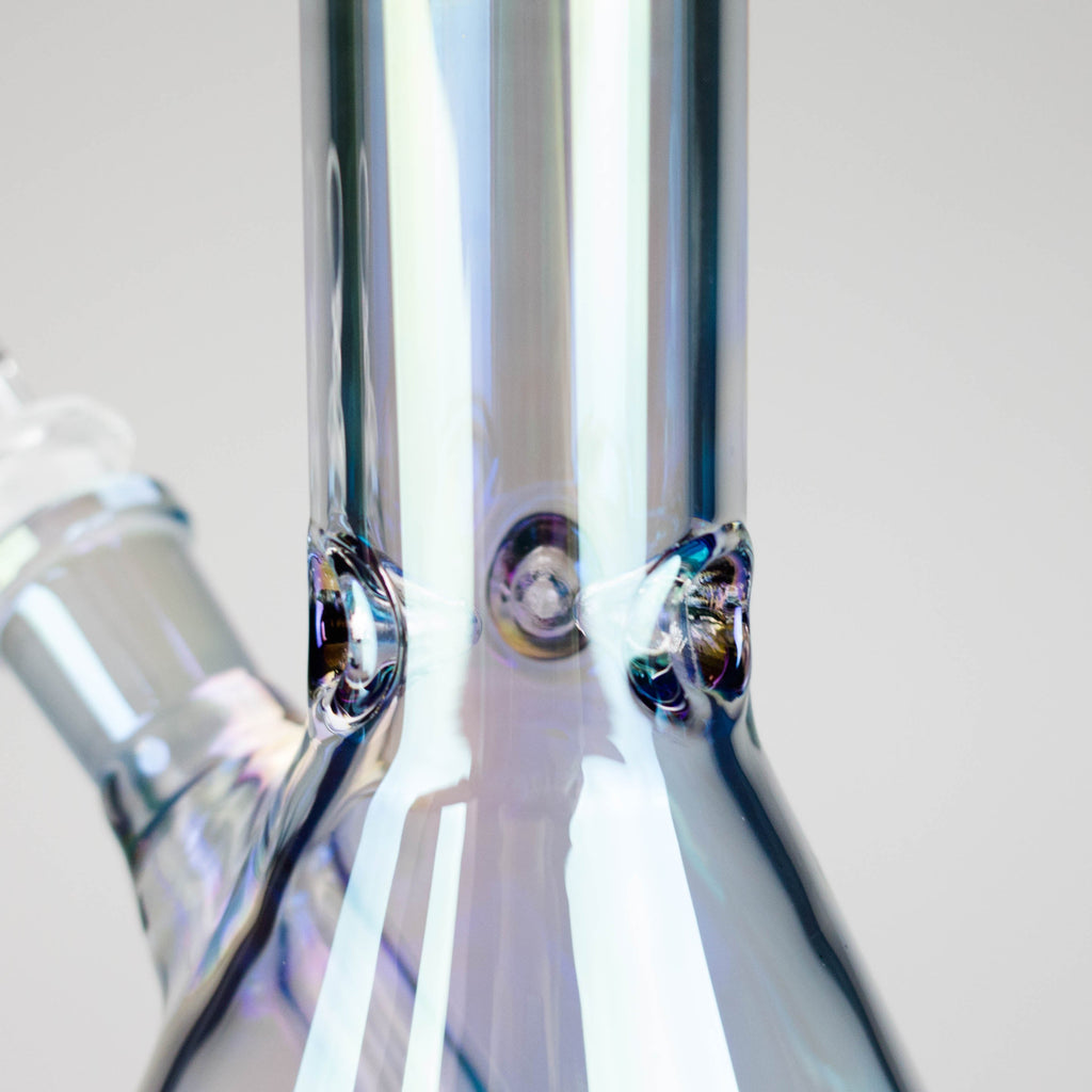 8" Electroplate Glass Beaker Bong – 5mm Thick | Ice Catcher | 3-Piece Set