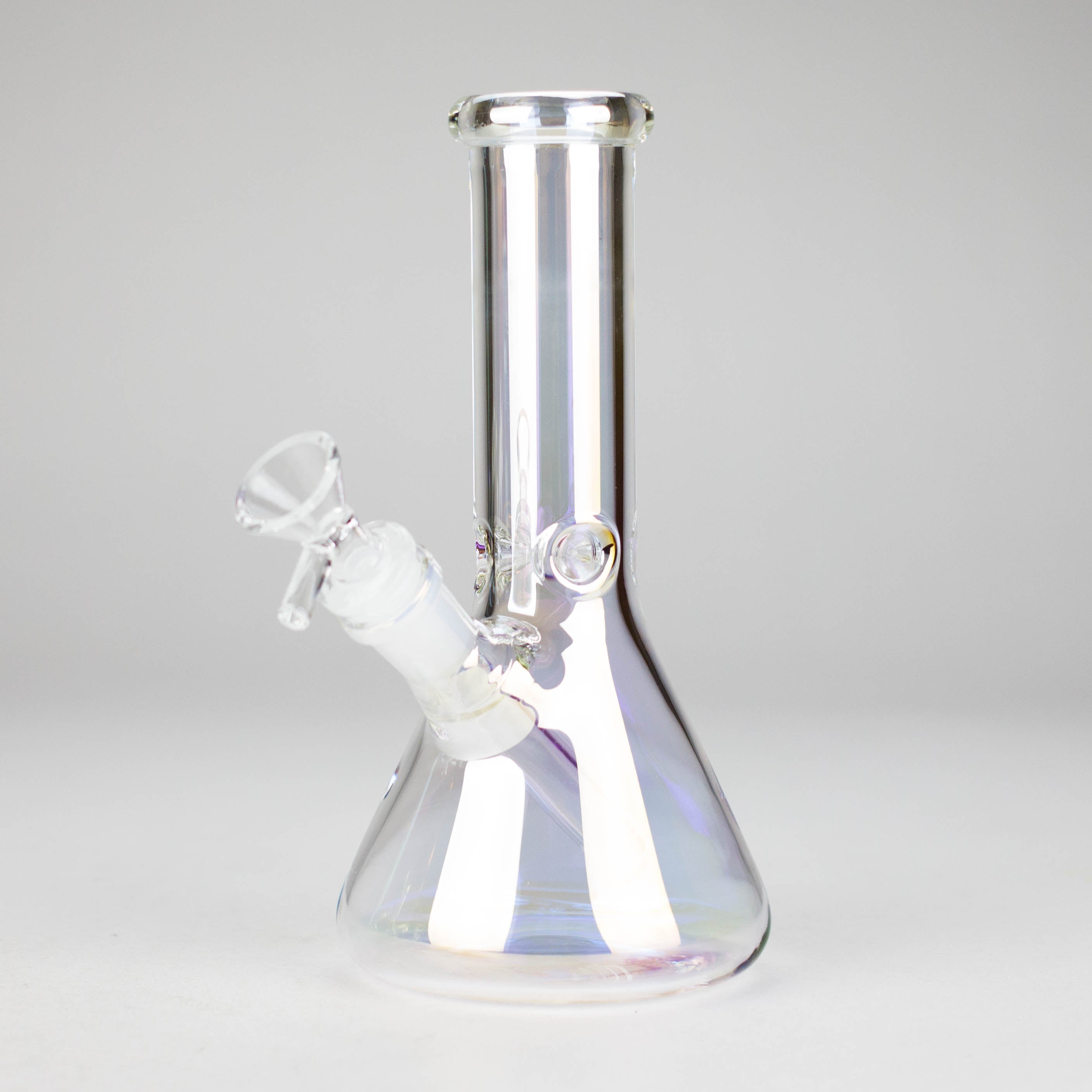 8" Electroplate Glass Beaker Bong – 5mm Thick | Ice Catcher | 3-Piece Set