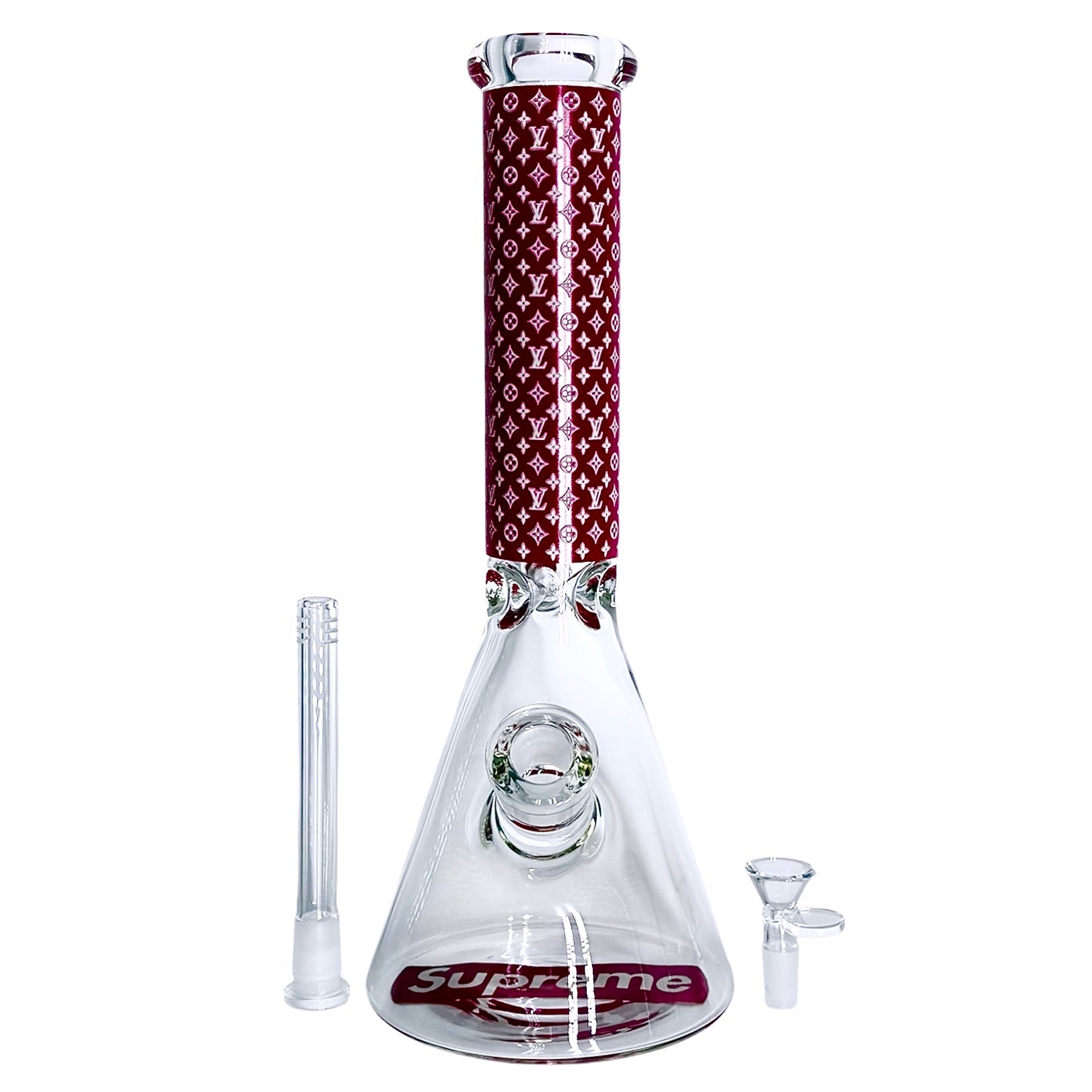 14" Stylish Glow-in-the-Dark Glass Bong – 7mm Thick