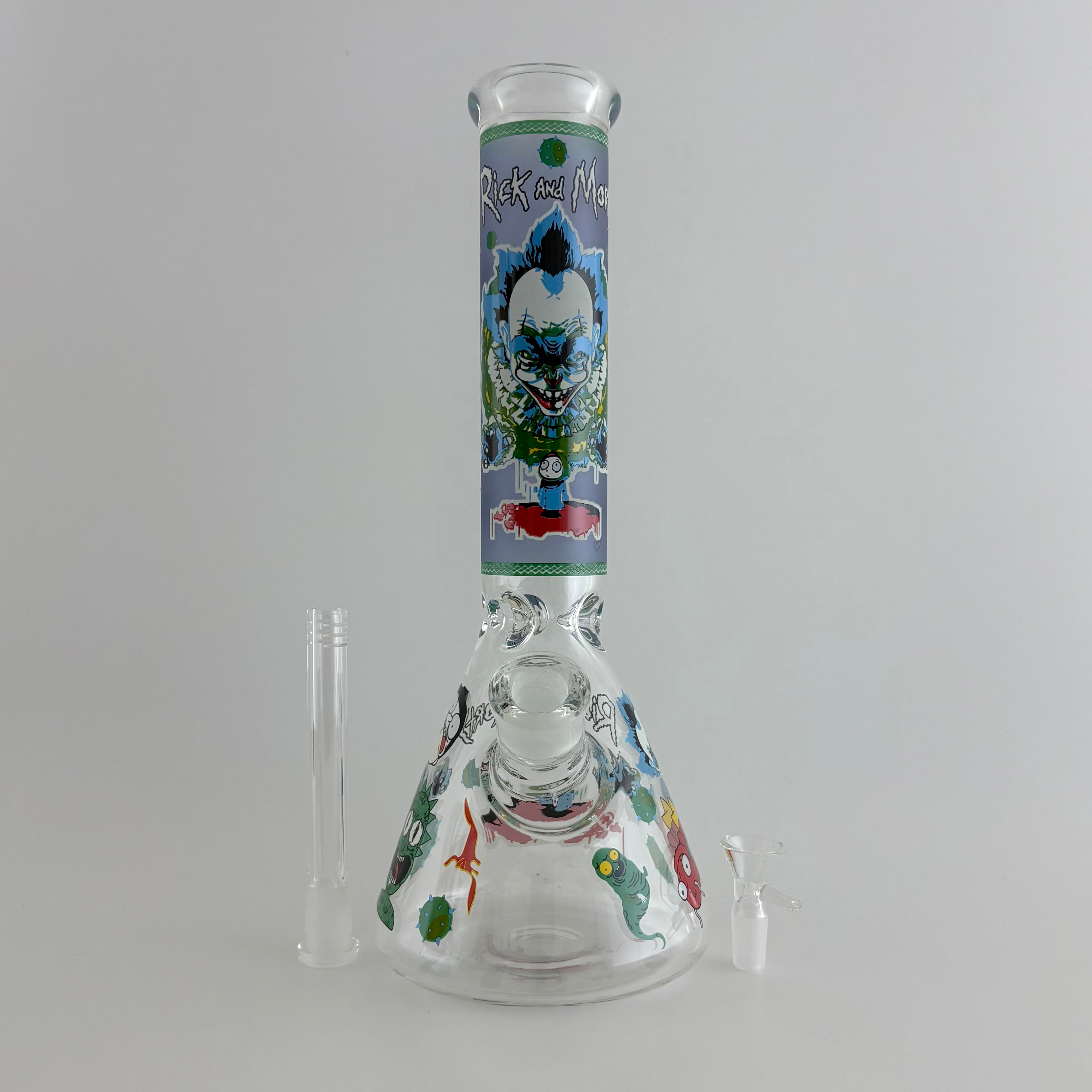 14" Glow in the Dark Cartoon Beaker Bong – 7mm Thick Borosilicate Glass