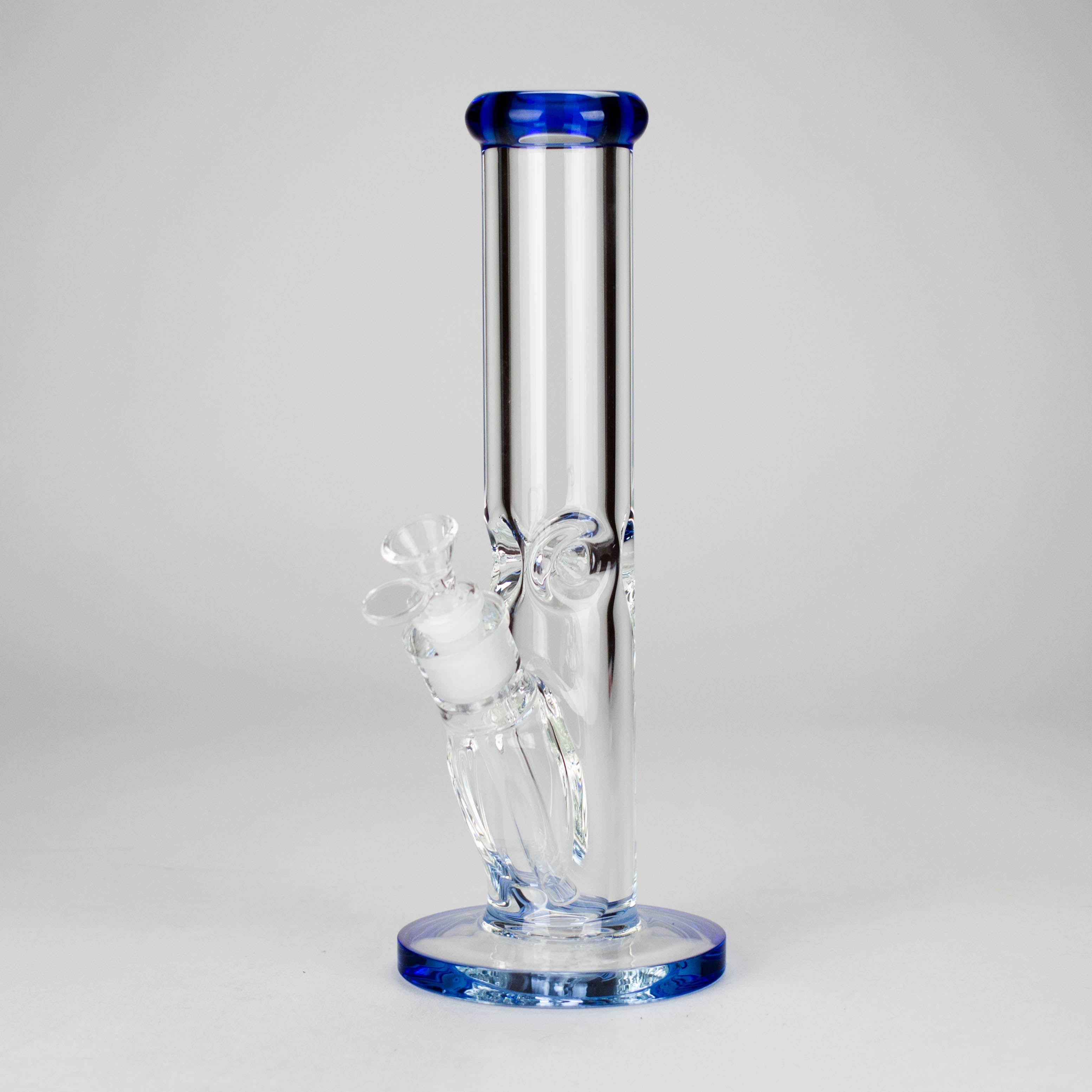 12″ 9mm Colored Accented Straight Tube Glass Bong (C1548)