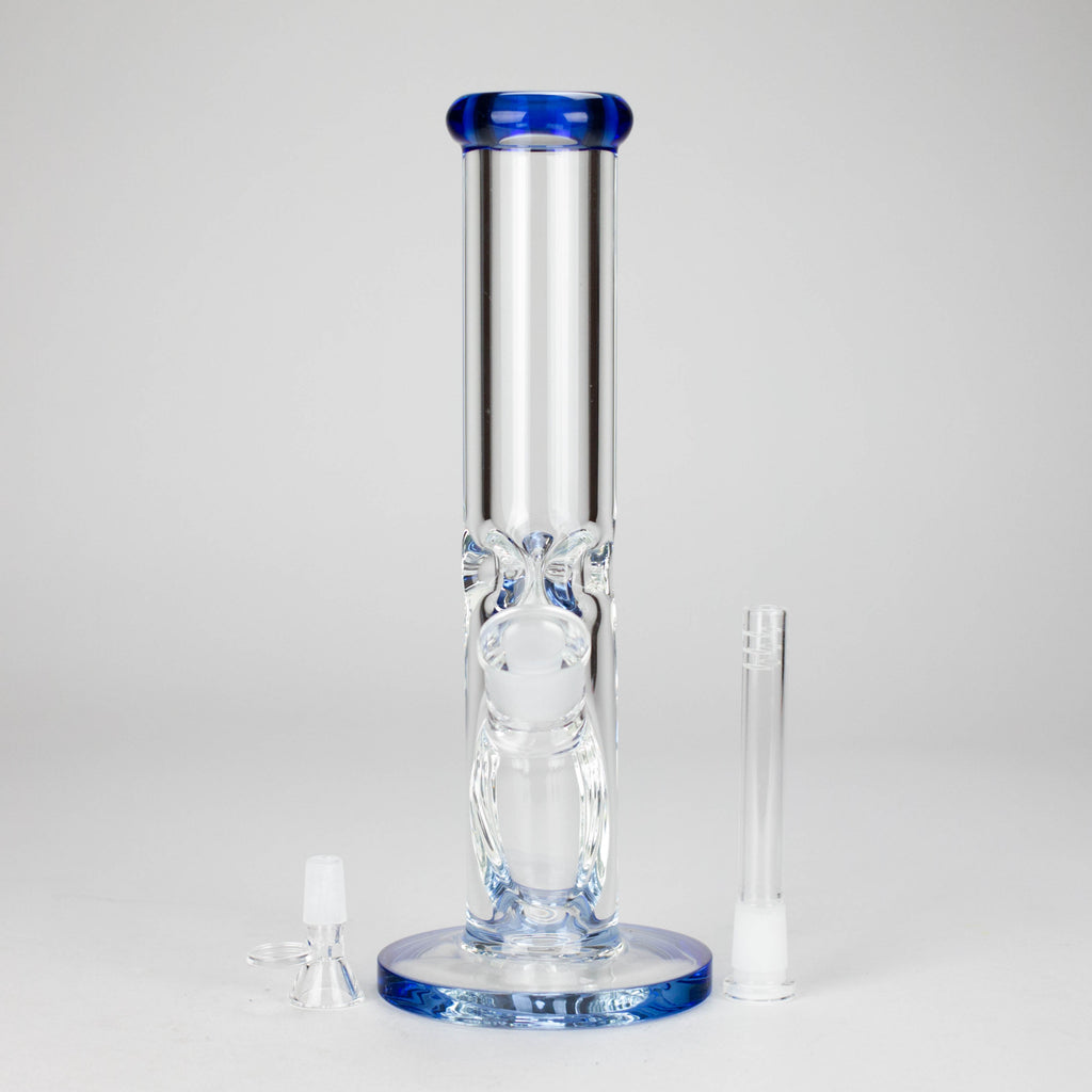 12″ 9mm Colored Accented Straight Tube Glass Bong (C1548)
