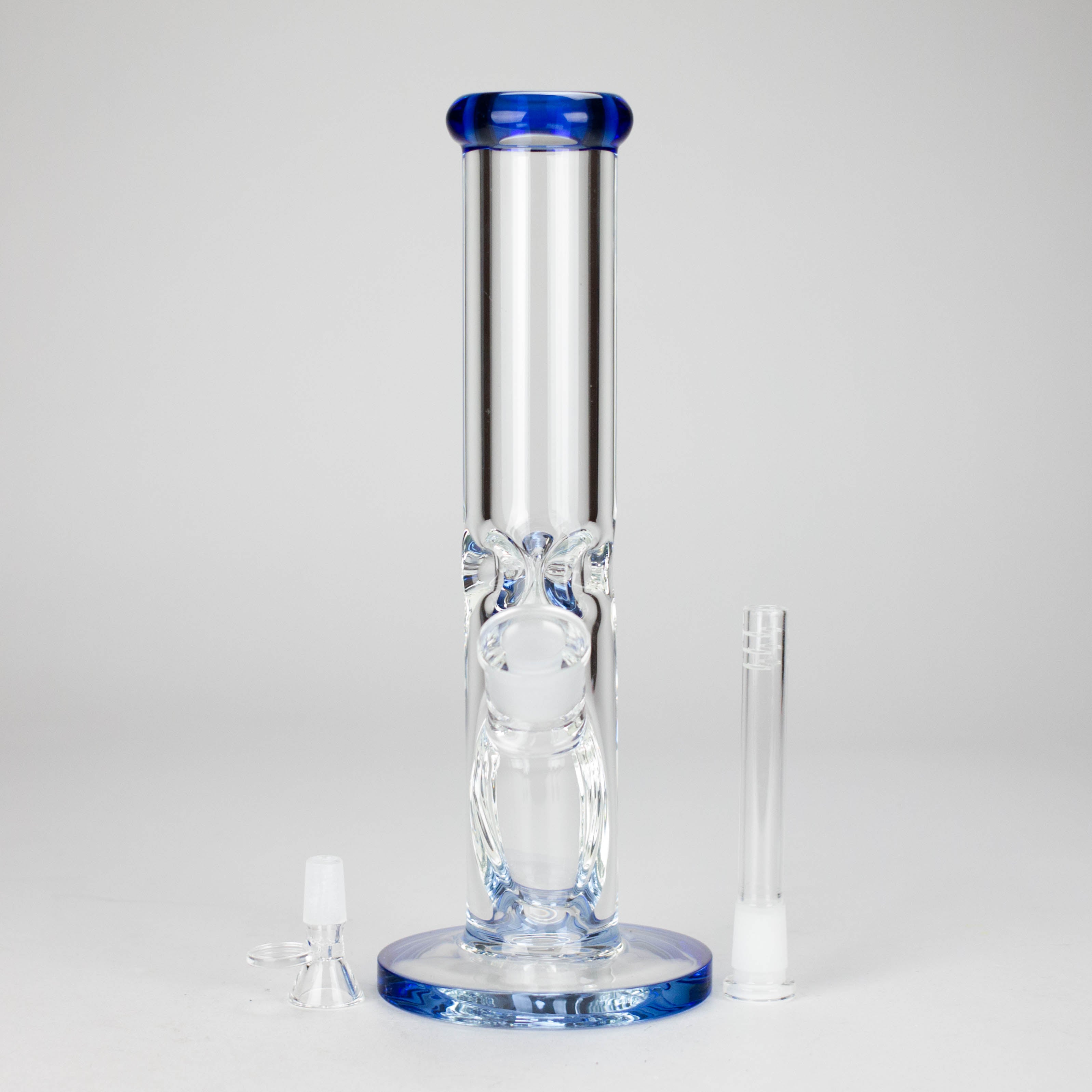 12″ 9mm Colored Accented Straight Tube Glass Bong (C1548)