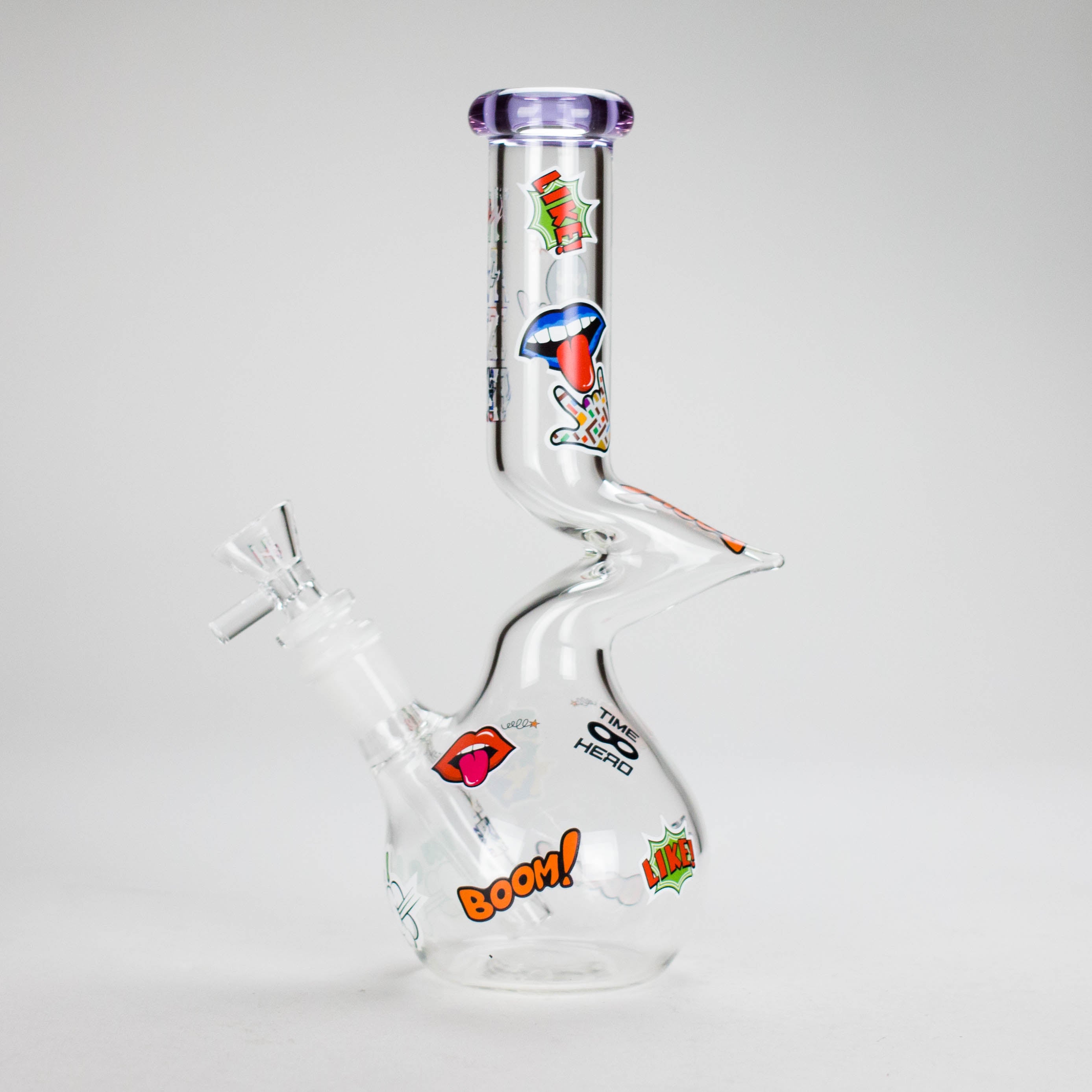 Haze | 9″ Zong Glass Bong with Color Lip – Purple (Mini-W)