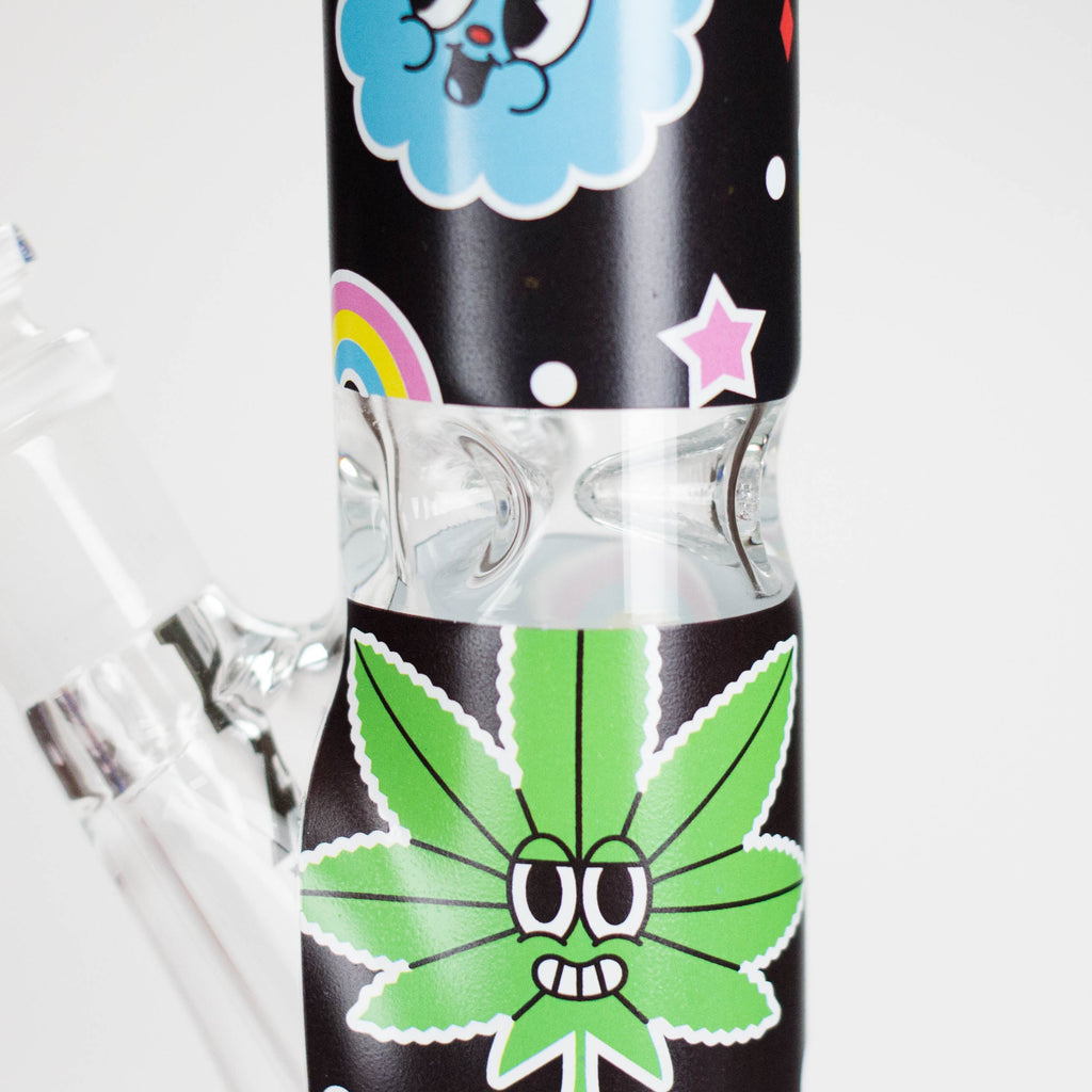 Haze | 9″ Face Emoji Straight Tube Glass Bong with Color End – Pink (Mini-Z)