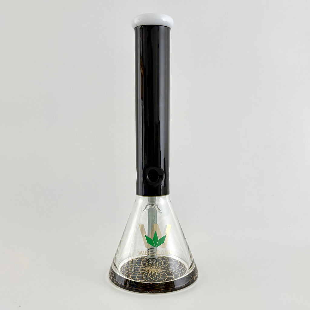 Wellcann | 14" Thickened Base Geometric Gold Beaker Glass Bong