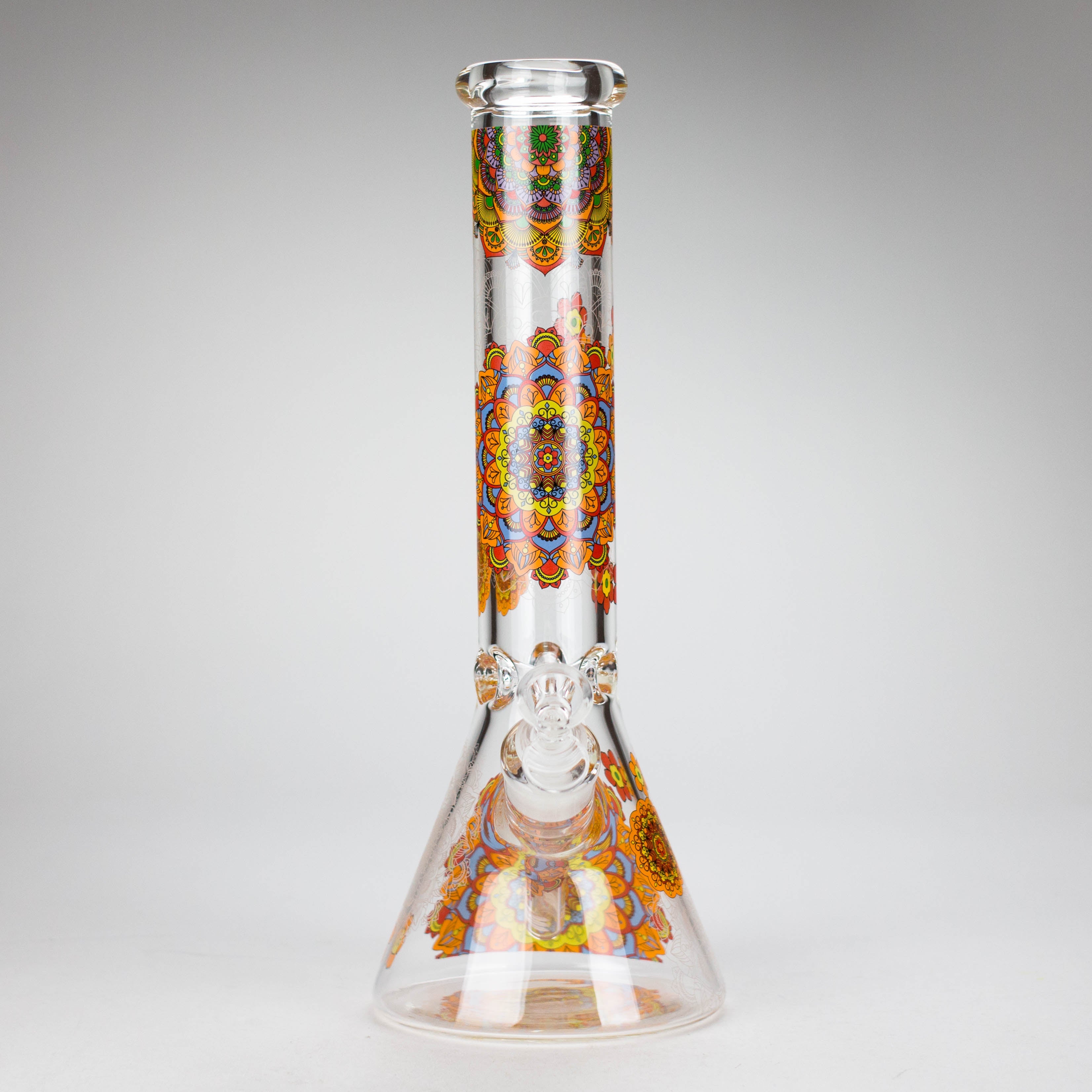 Z14" Flower Design Glass Bong – 7mm Thick with Ice Catcher