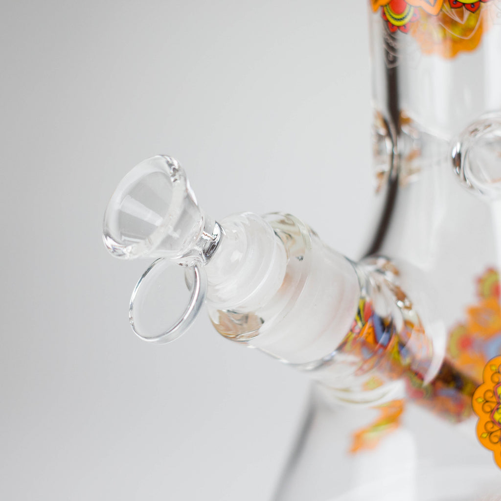 Z14" Flower Design Glass Bong – 7mm Thick with Ice Catcher