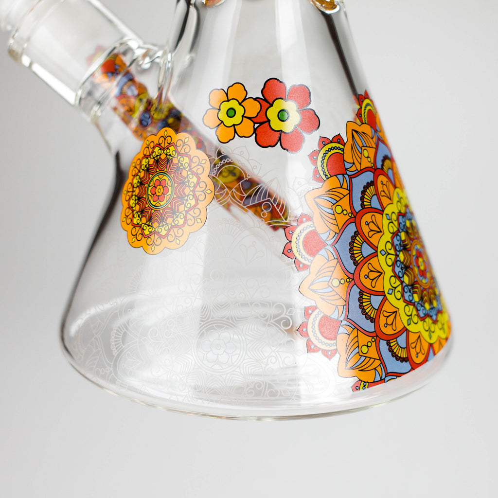 Z14" Flower Design Glass Bong – 7mm Thick with Ice Catcher