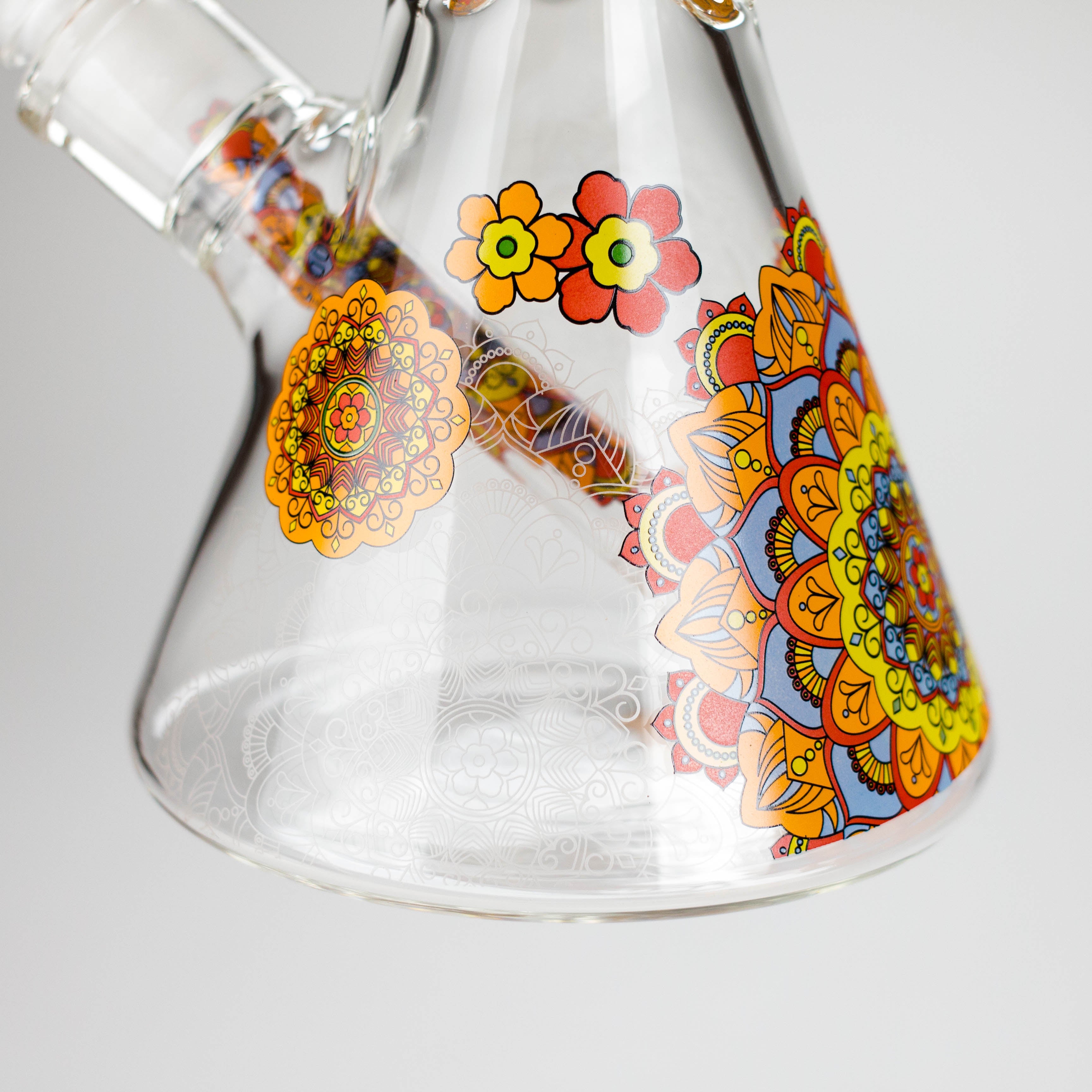 Z14" Flower Design Glass Bong – 7mm Thick with Ice Catcher