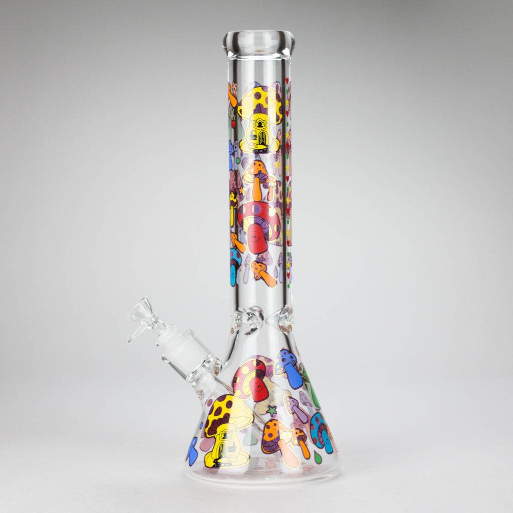 Z14" Mushroom Design Glass Bong – 7mm Thick with Ice Catcher