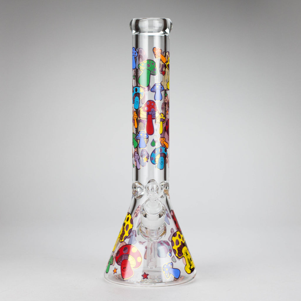Z14" Mushroom Design Glass Bong – 7mm Thick with Ice Catcher