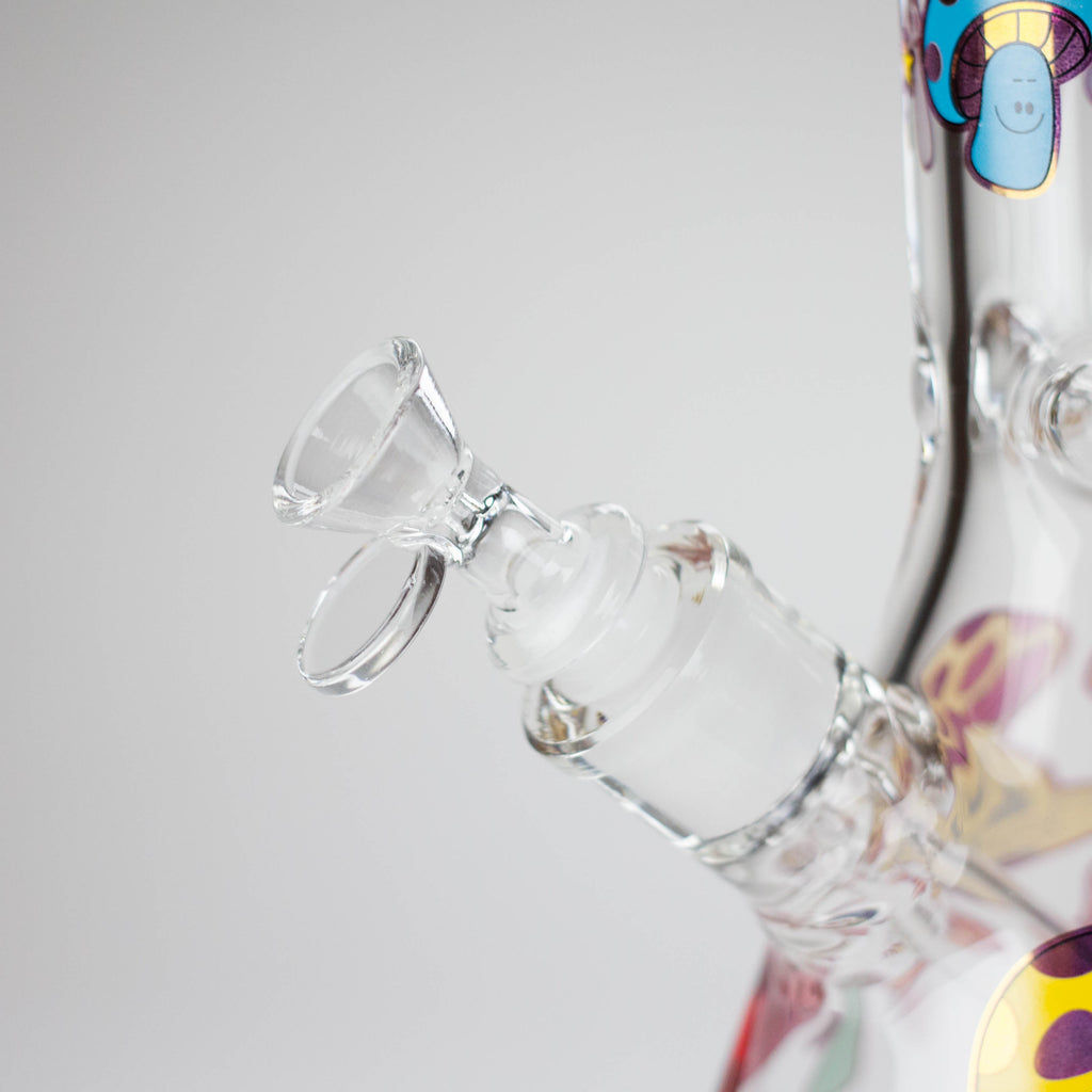 Z14" Mushroom Design Glass Bong – 7mm Thick with Ice Catcher