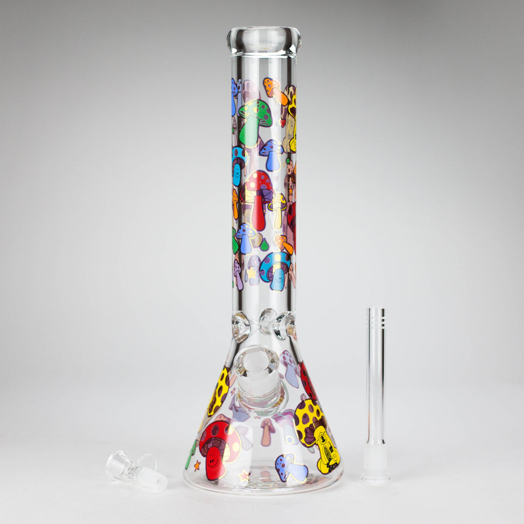 Z14" Mushroom Design Glass Bong – 7mm Thick with Ice Catcher