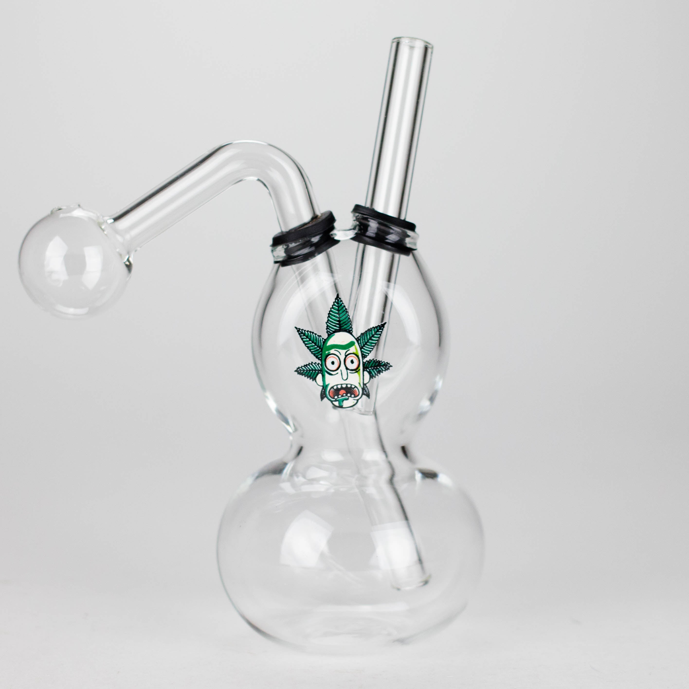 6" Flat Mush Mix Sticker Glass Oil Burner Pipe – Unique Double Bubble Design