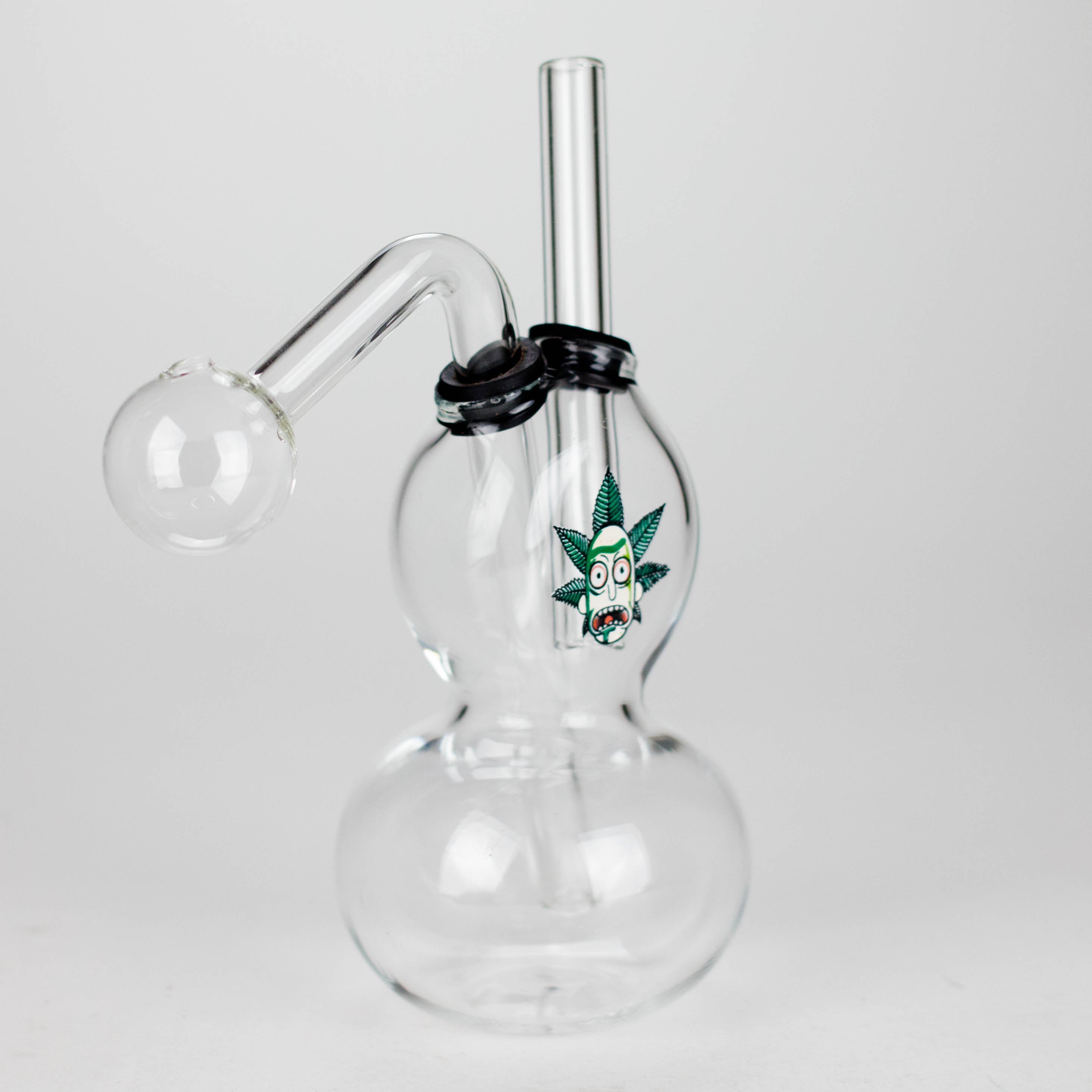 6" Flat Mush Mix Sticker Glass Oil Burner Pipe – Unique Double Bubble Design