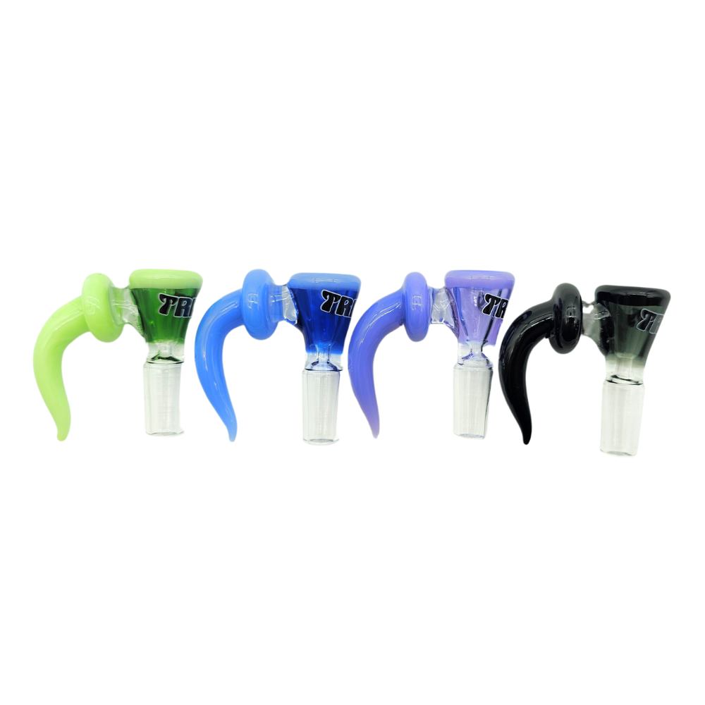 Trippy Glass Bong Bowl With Solid Color Horn - Assorted Colours