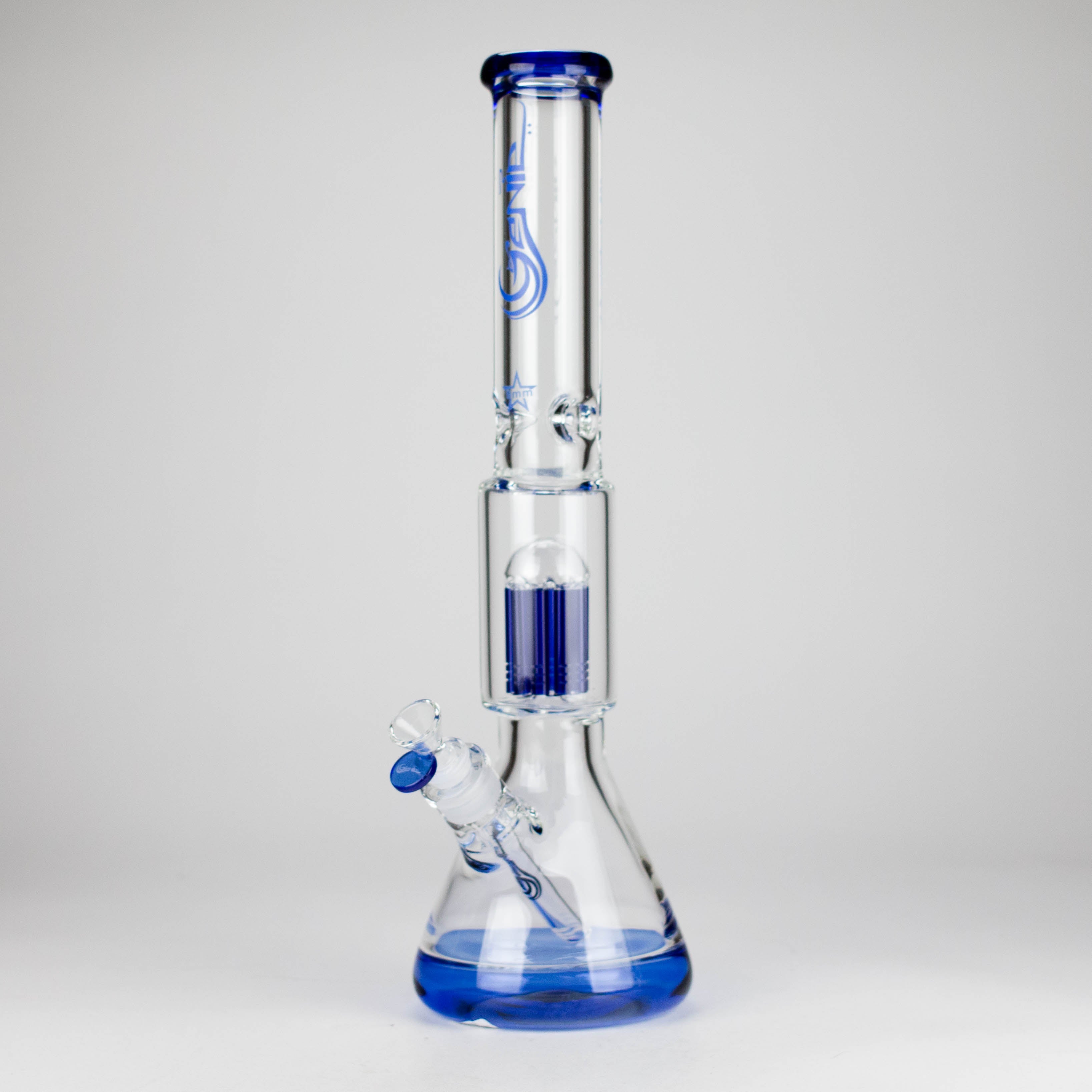 Genie | 17.5" 10-Arm 9mm Colored Bottom Glass Bong [GE4180]