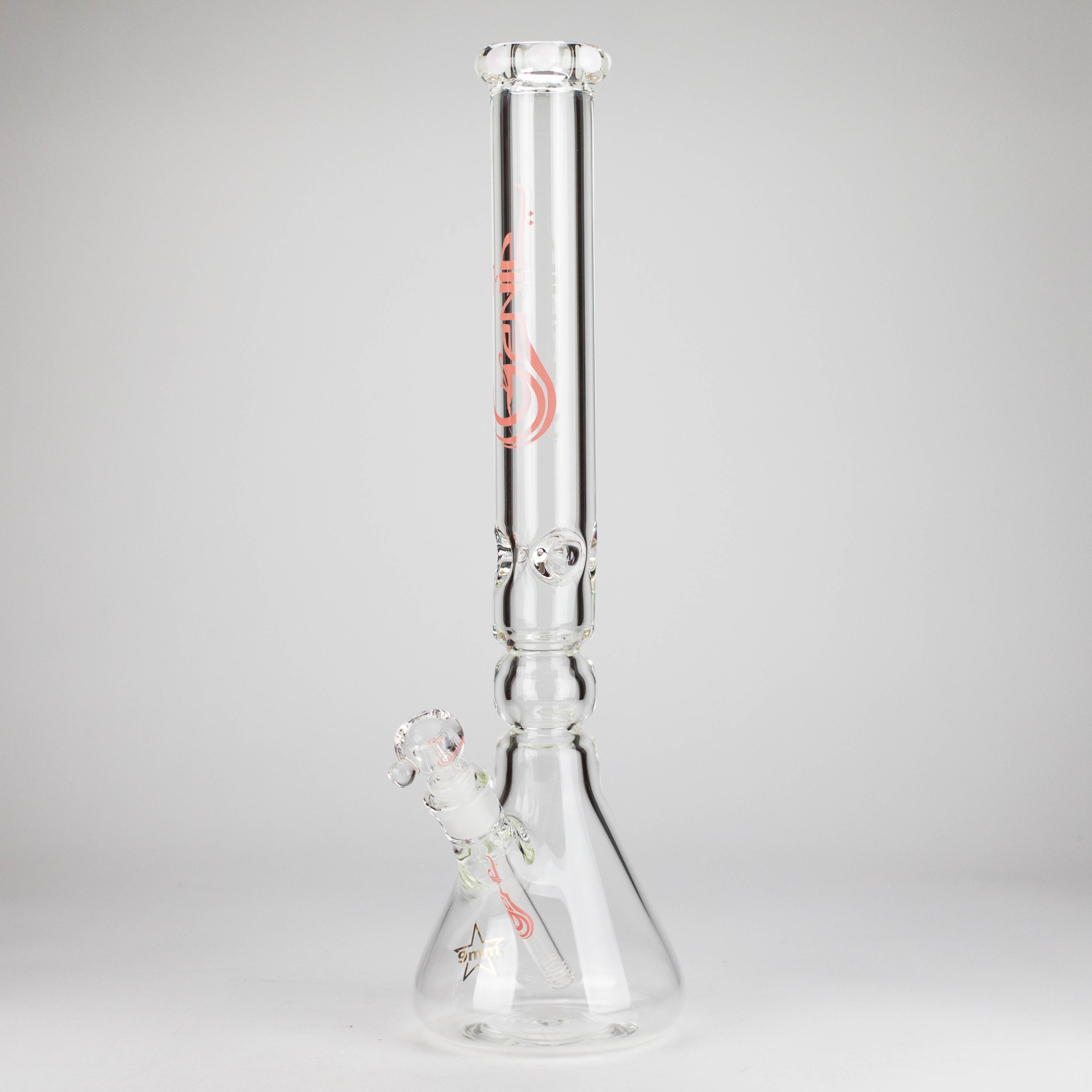 Genie | 19.5" 9mm Curved Shaft Glass Beaker Bong [F7-002-1]