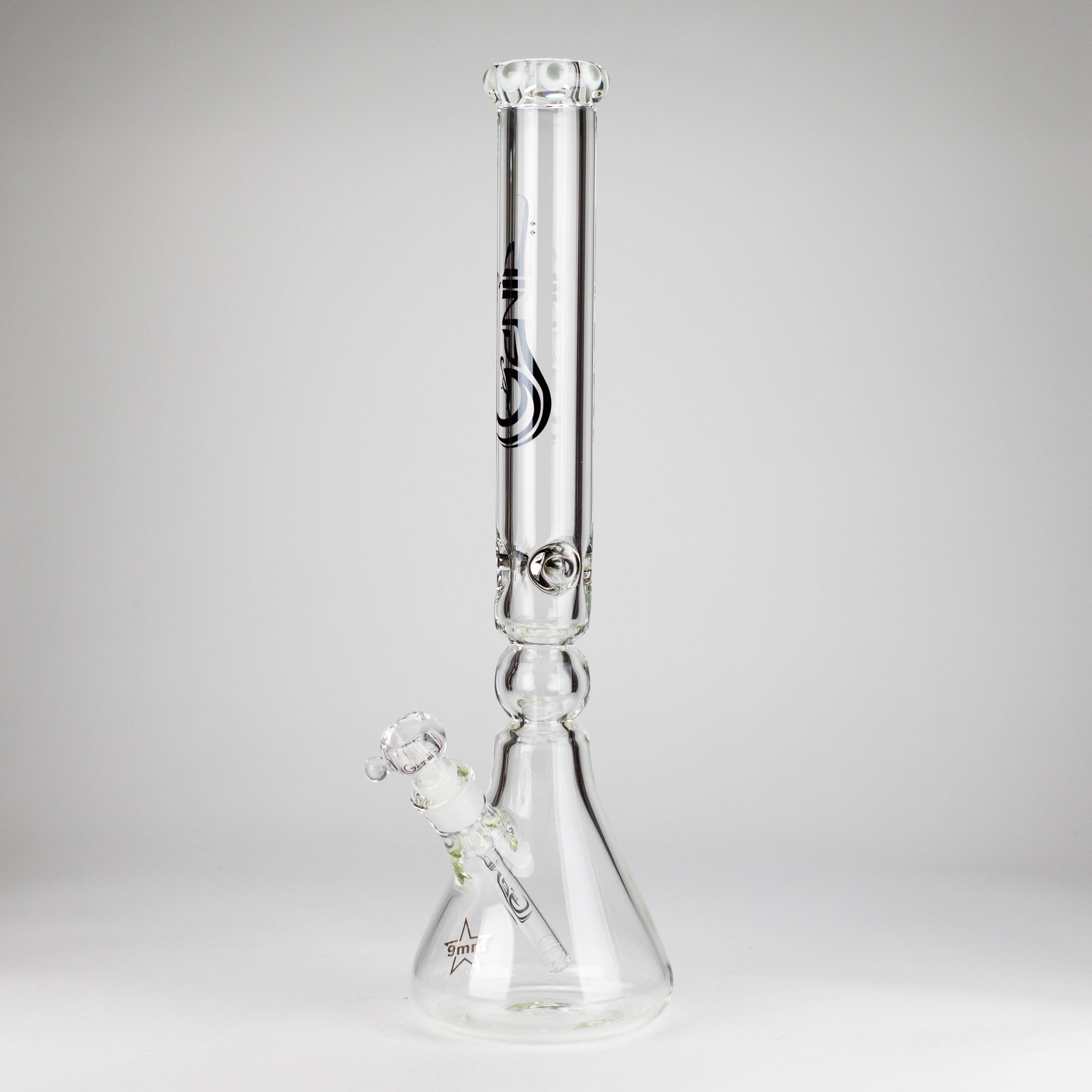 Genie | 19.5" 9mm Curved Shaft Glass Beaker Bong [F7-002-1]