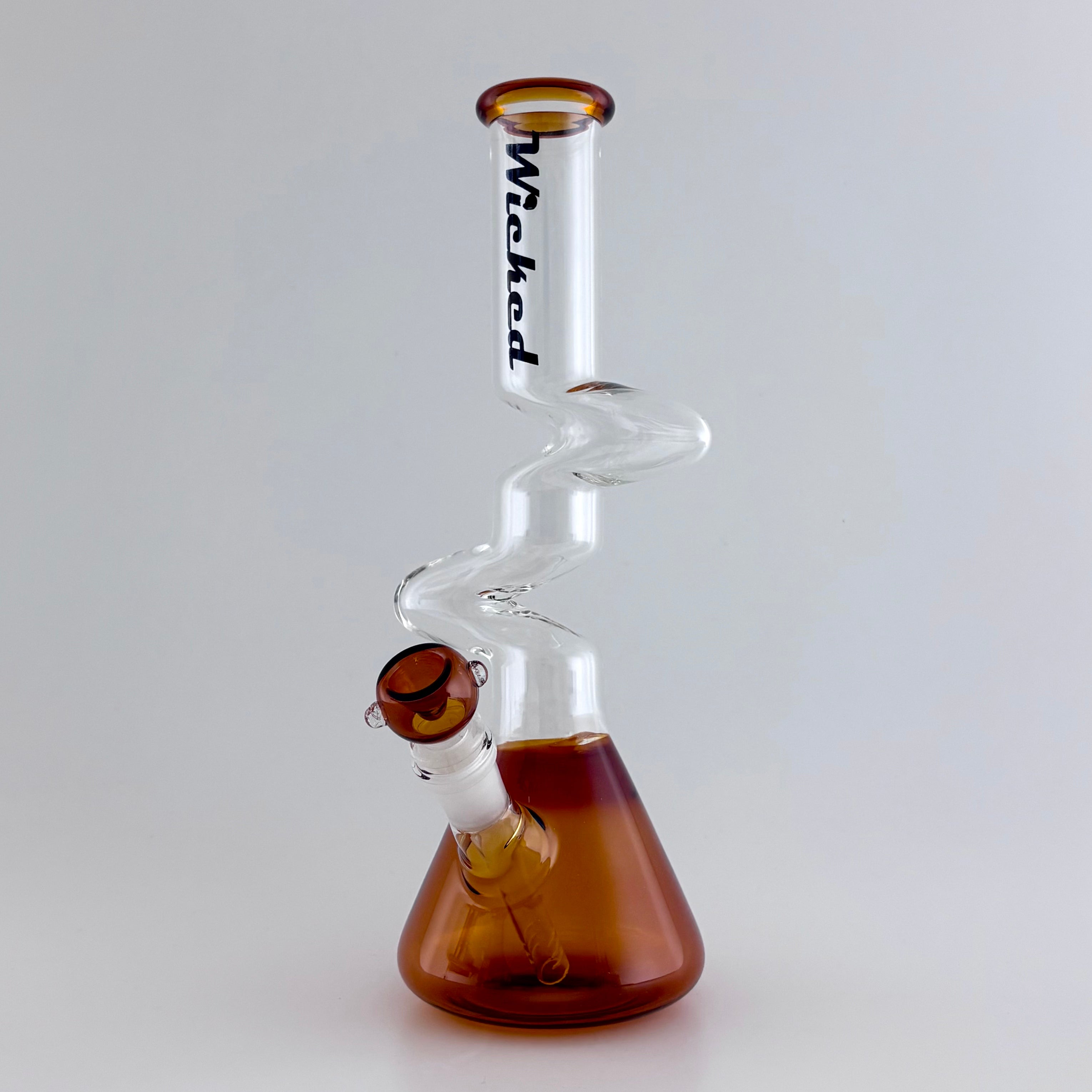 Wicked | Zig-Zag 12" 4mm 4 Colours Assorted Glass Beaker Bong