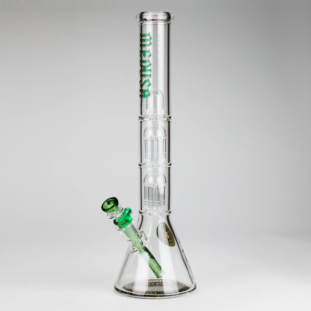 Medusa | 17" 7mm Double Tree Perc Glass Bong with Splash Guard