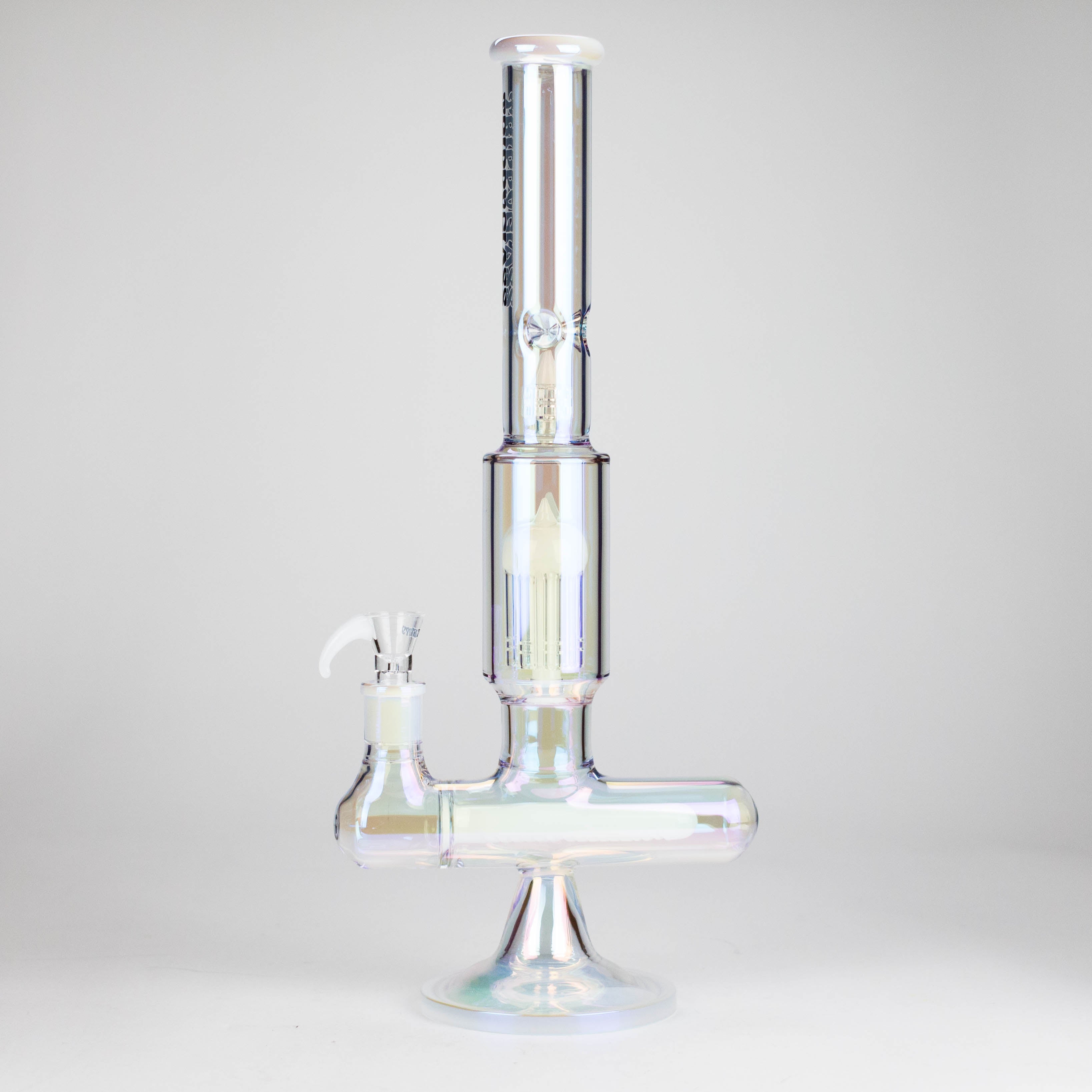 Trippy Glass | 17" 7mm Holographic Stemline Bong – Triple Diffused Perc with 18mm Bowl