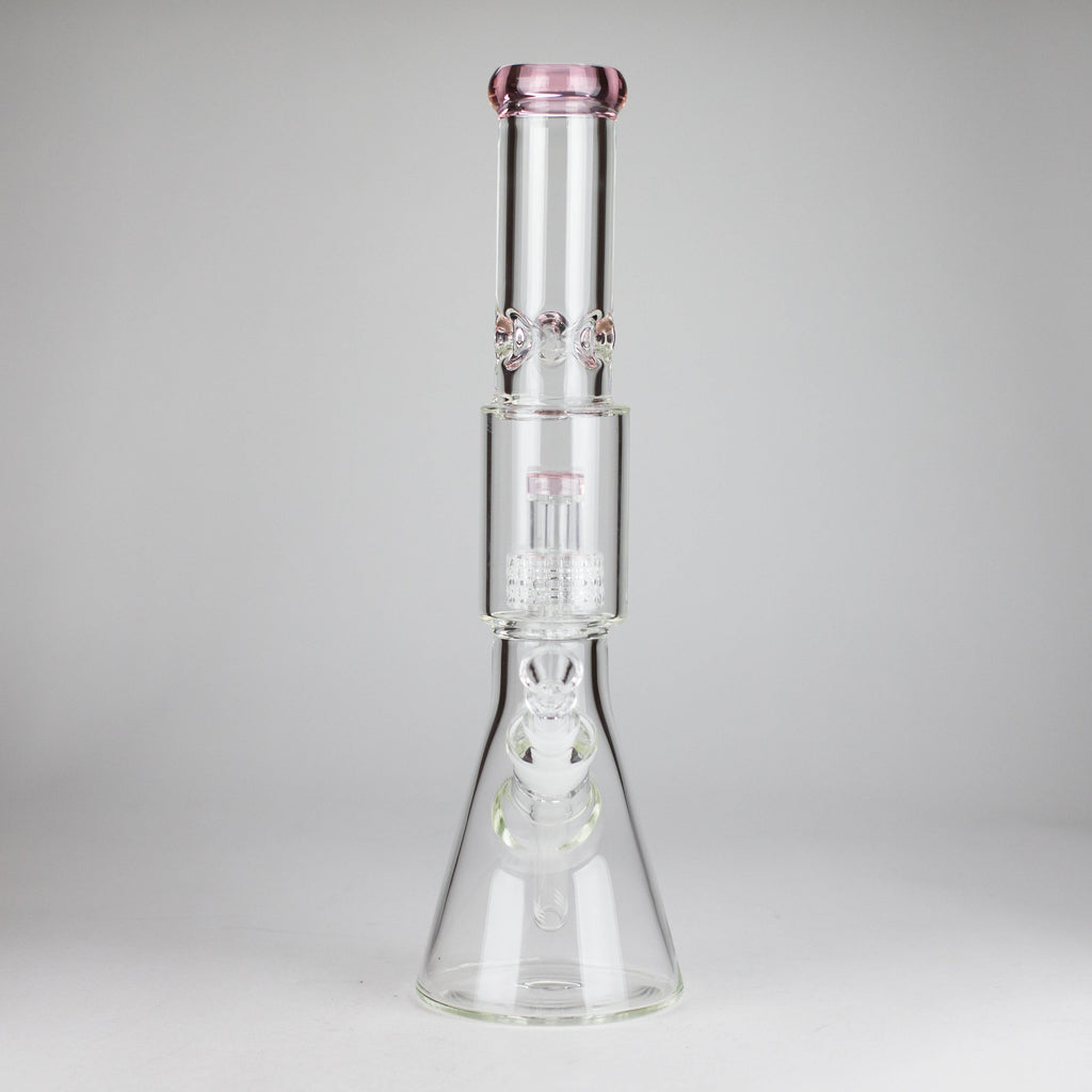16" 7mm Colored Beaker Bong – Premium Thick Glass with Grid Perc