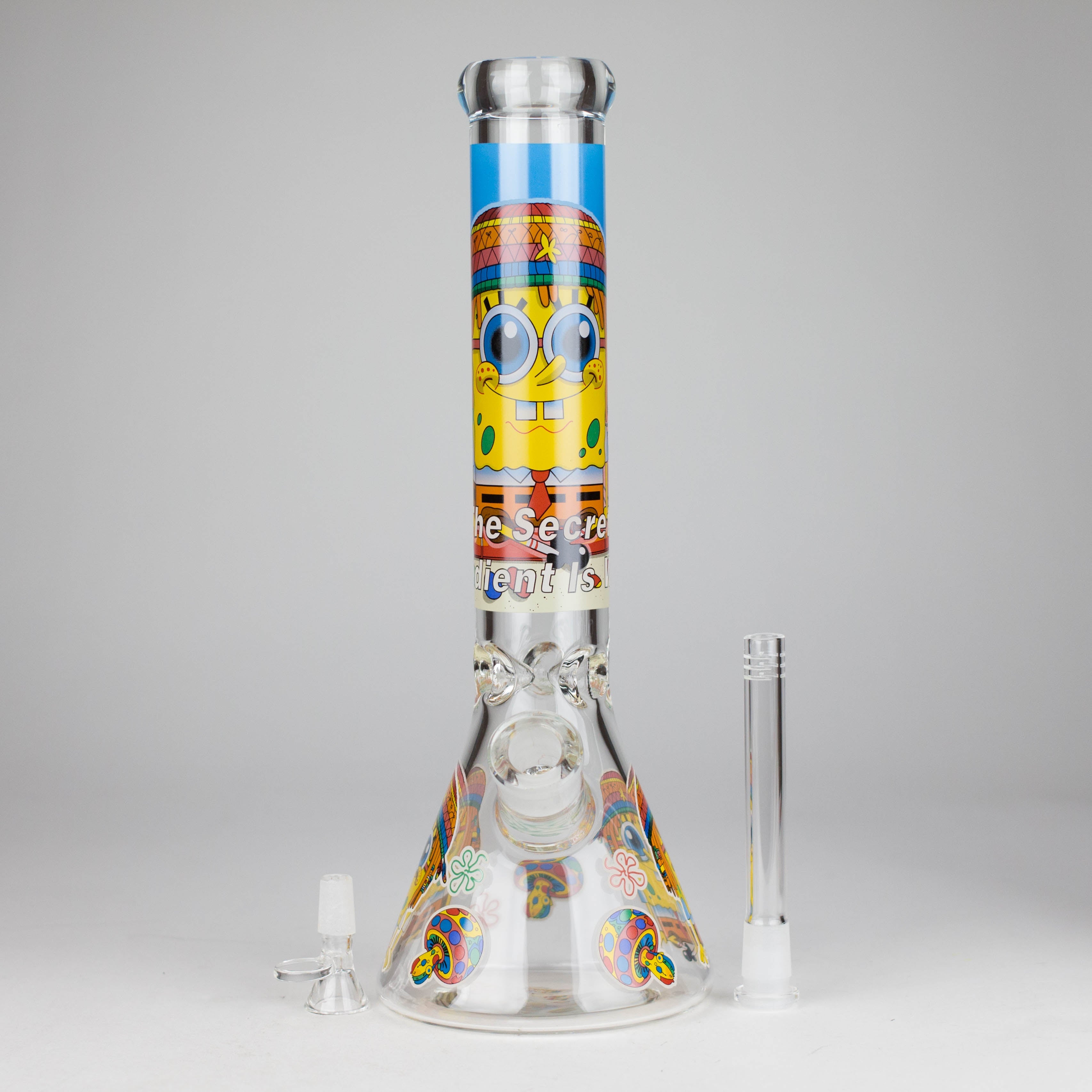 14" 7 mm Glass Bong With Cartoon Sponge Design [AQ0421-2]