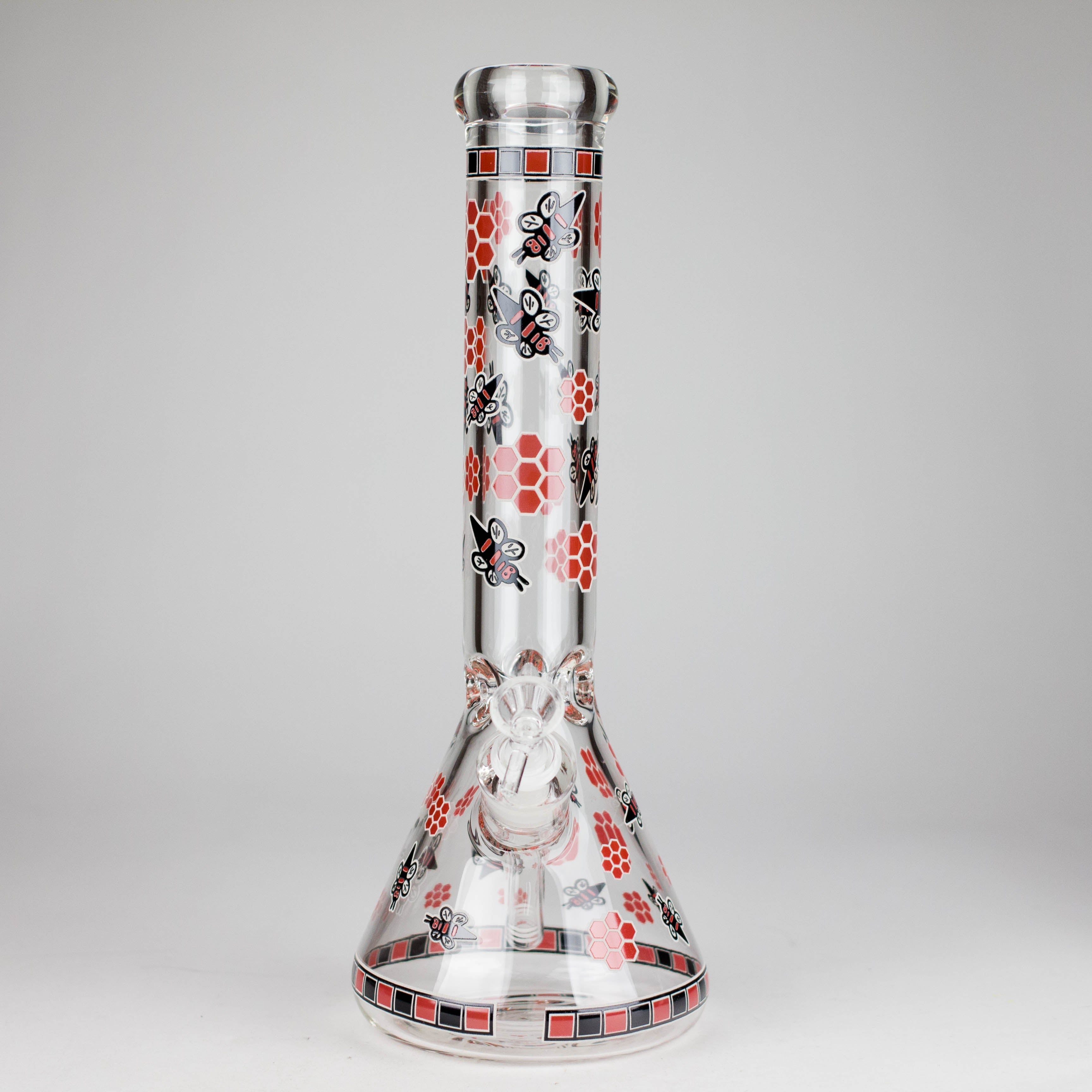 14" Honey Bee Glow-in-the-Dark Glass Beaker Bong – 7mm Thick  [A25]
