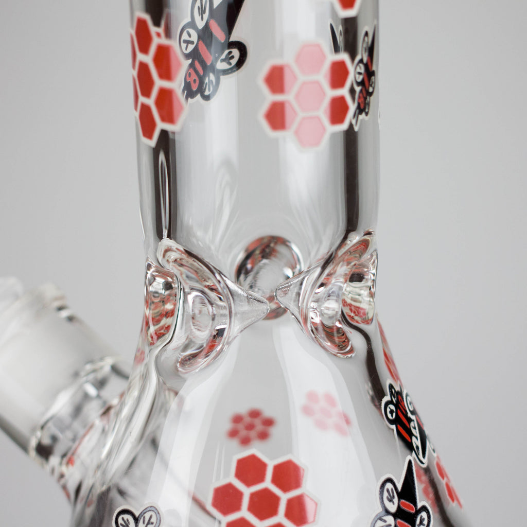 14" Honey Bee Glow-in-the-Dark Glass Beaker Bong – 7mm Thick  [A25]