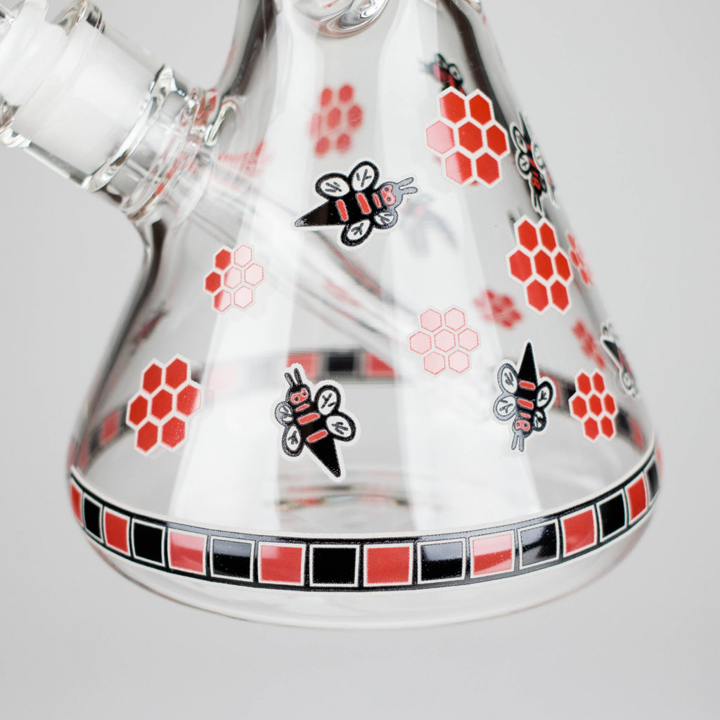 14" Honey Bee Glow-in-the-Dark Glass Beaker Bong – 7mm Thick  [A25]