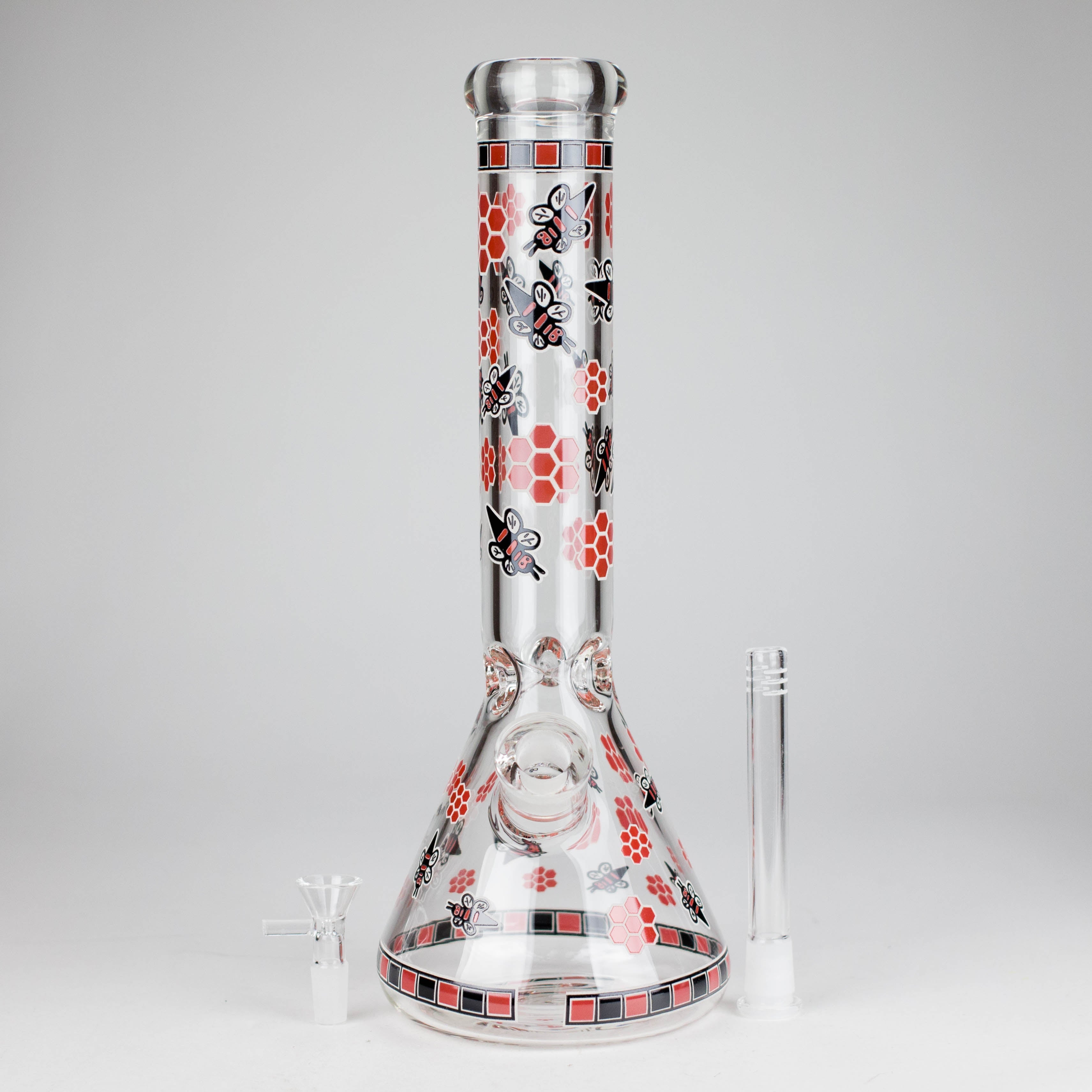 14" Honey Bee Glow-in-the-Dark Glass Beaker Bong – 7mm Thick  [A25]