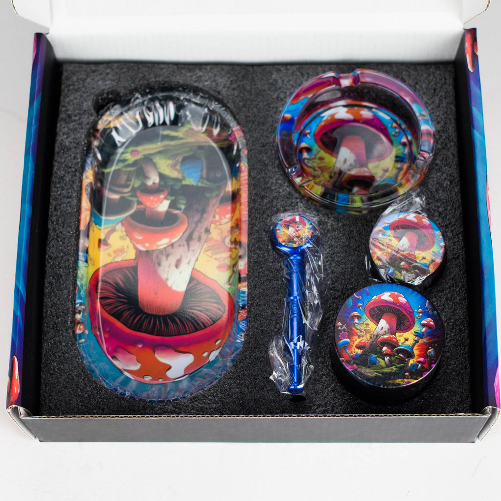 5-in-1 Metal Pipe Smoke Set – Mushroom Design