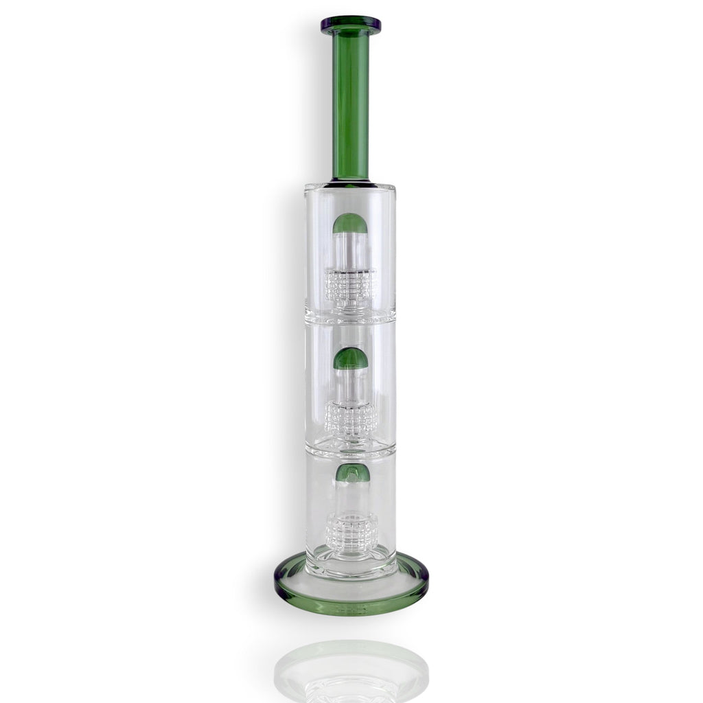 17" Triple Dome Percolator Water Pipe with 14mm Handle Bowl Piece