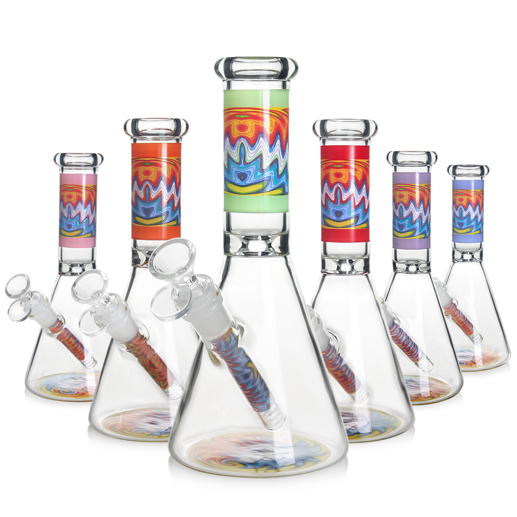 10" 5mm Beaker Bong with Patterned Downstem