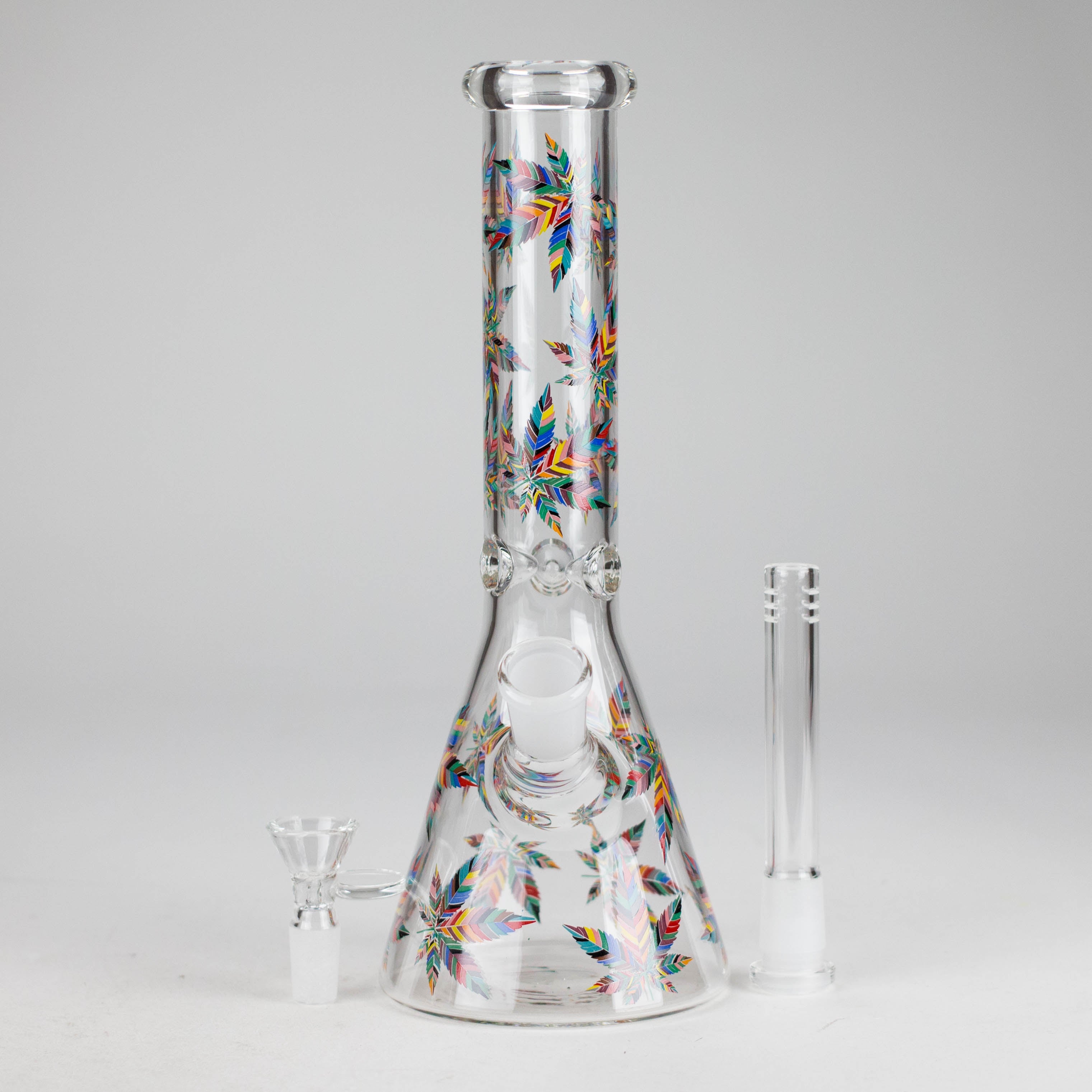10" Leaves Design Glass Beaker Bong