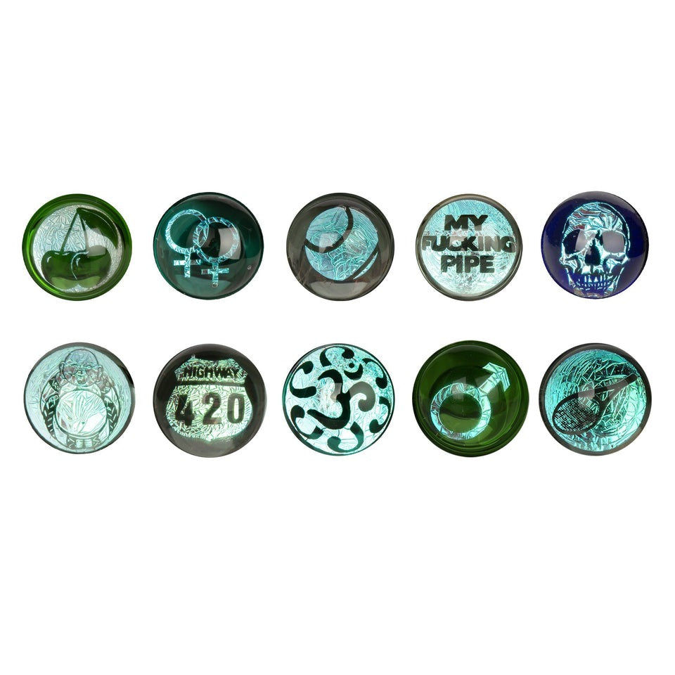 Red Eye Glass® | 4.5" Spoon Hand Pipe W/Ash Catcher Mouthpiece & Dichroic Image Marble (Assorted)