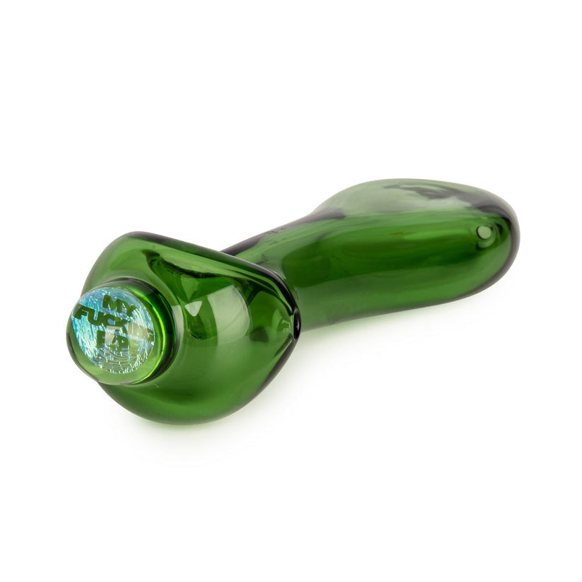 Red Eye Glass® | 4.25" Spoon Hand Pipe W/Flat Mouthpiece & Dichroic Image Marble (Assorted)
