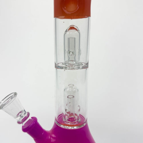 12" Dual Percolator Glass Bong – Gradient Finish, Assorted Colors