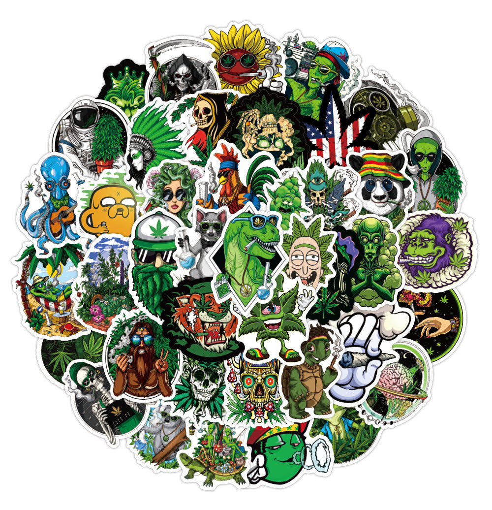 50pcs Assorted Cannabis Design Stickers