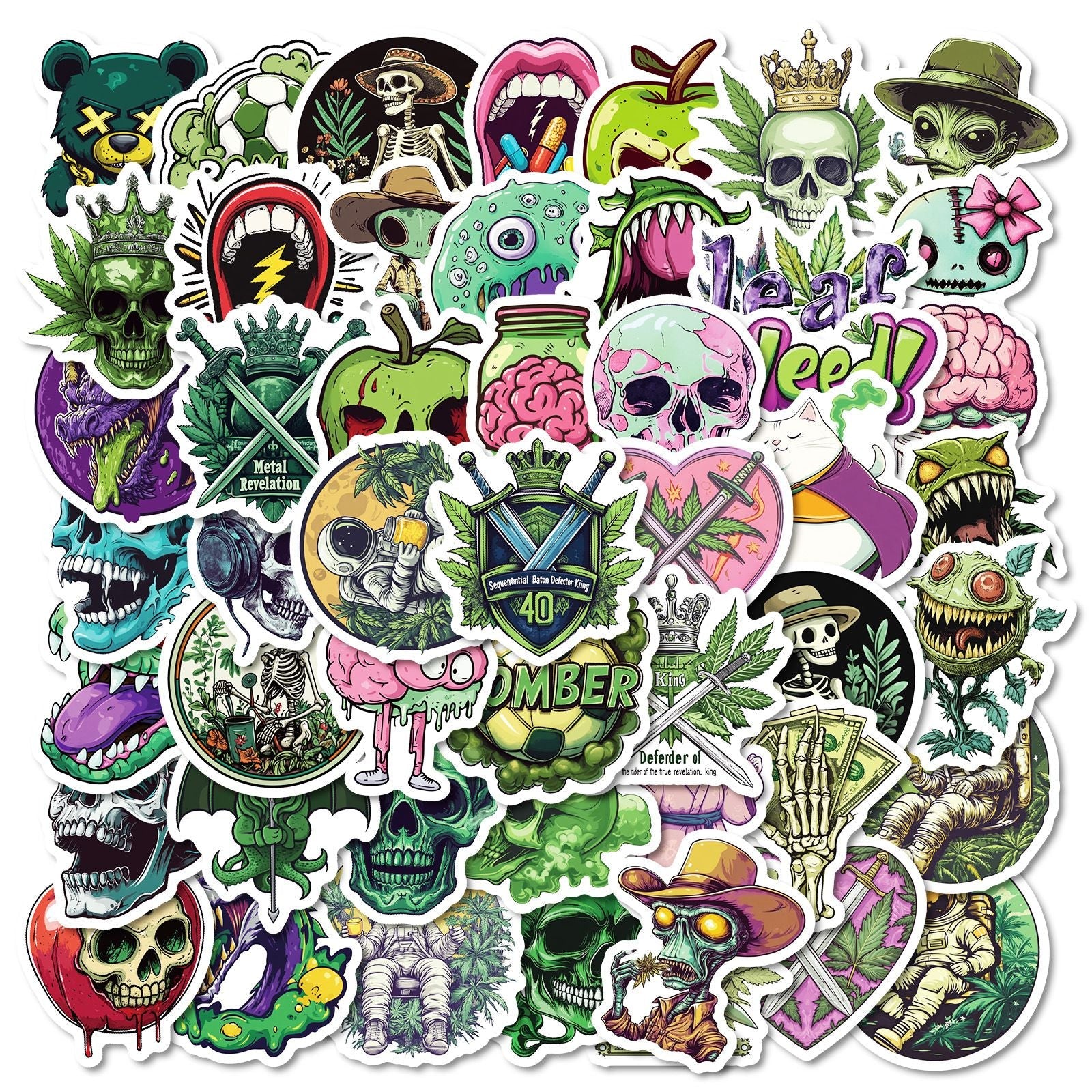 50pcs Assorted Cannabis Design Stickers