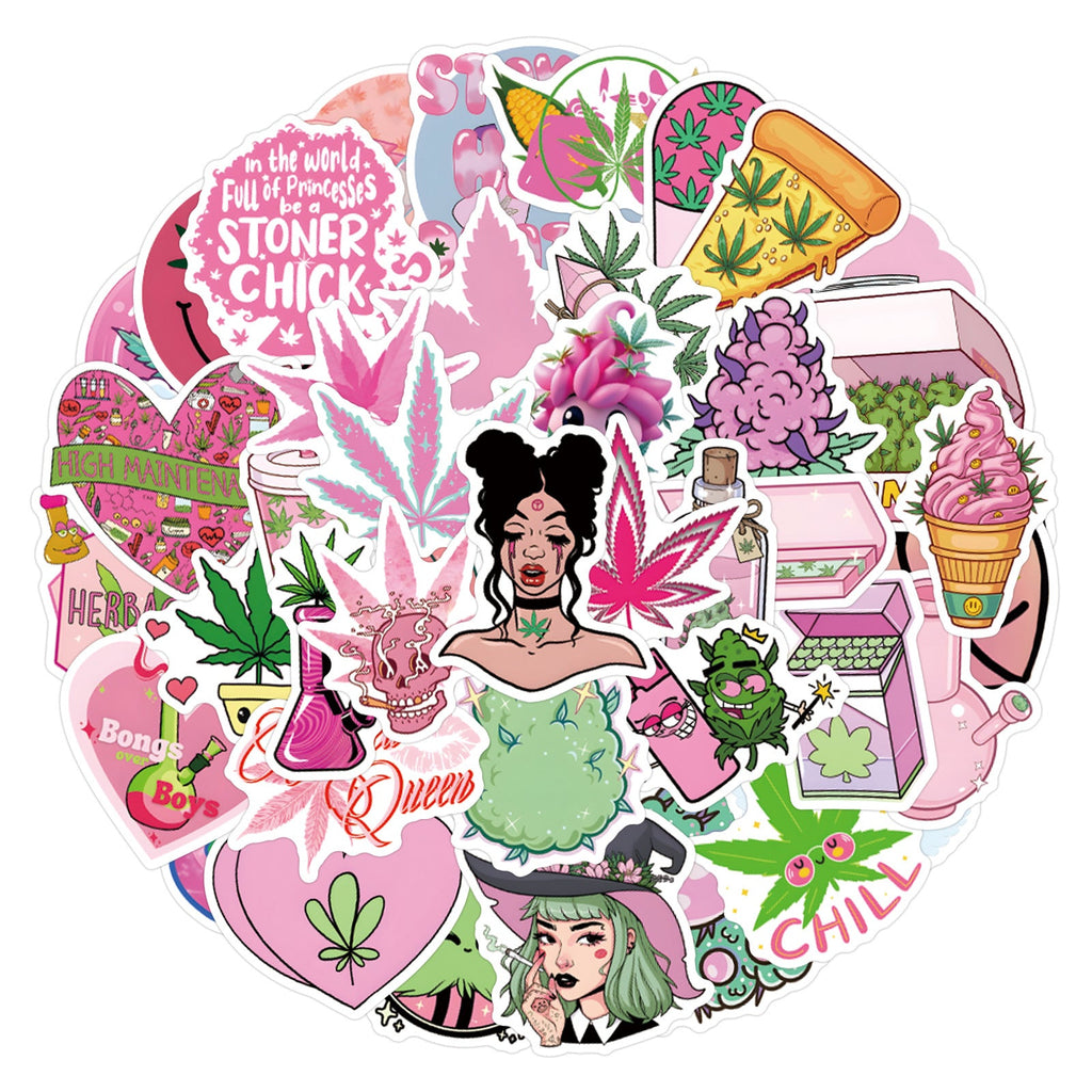 50pcs Assorted Cannabis Design Stickers